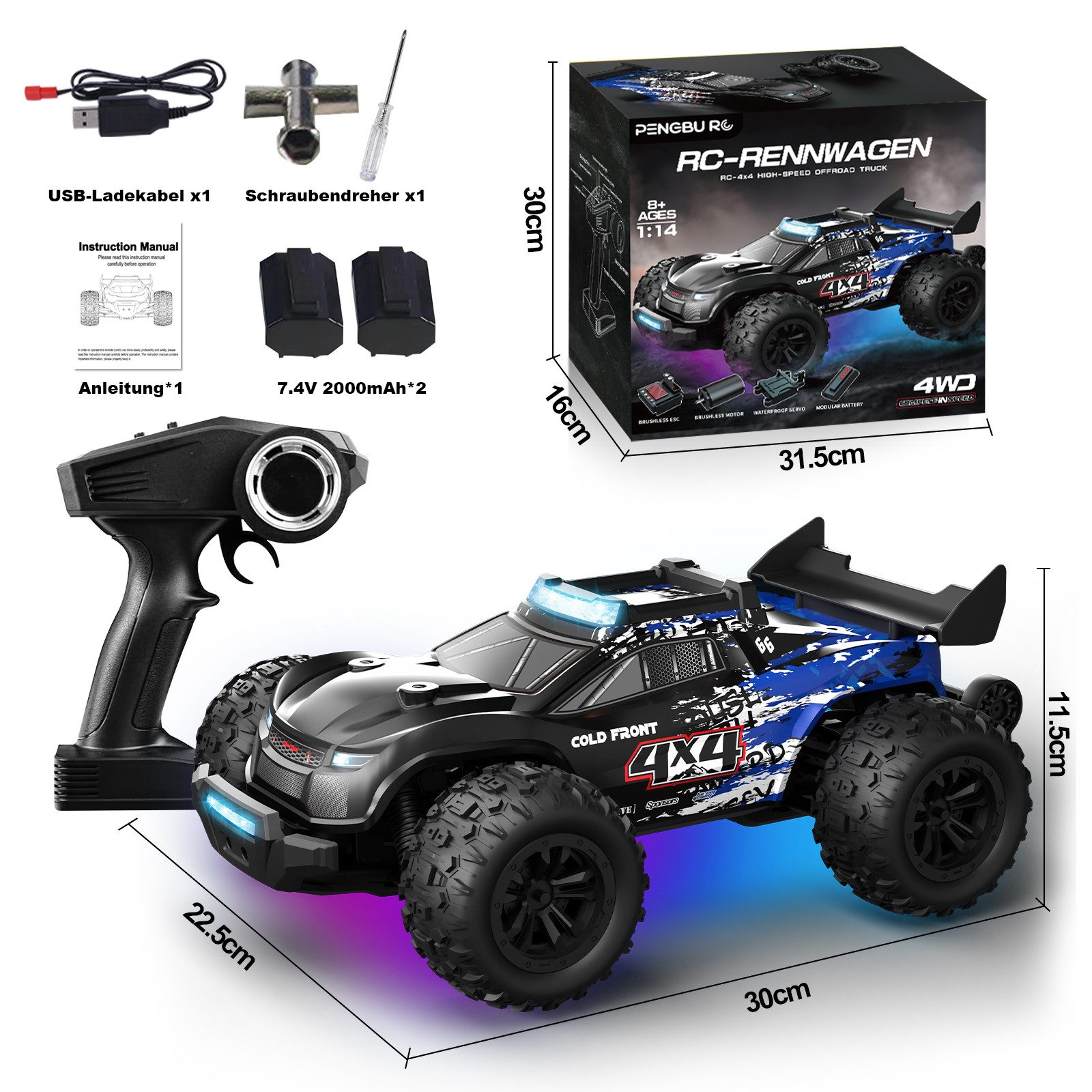 Esun RC-Auto 1:14 Ferngesteuertes Auto Erwachsene, 30 KM/H RC 4WD Offroad ( günstig online kaufen