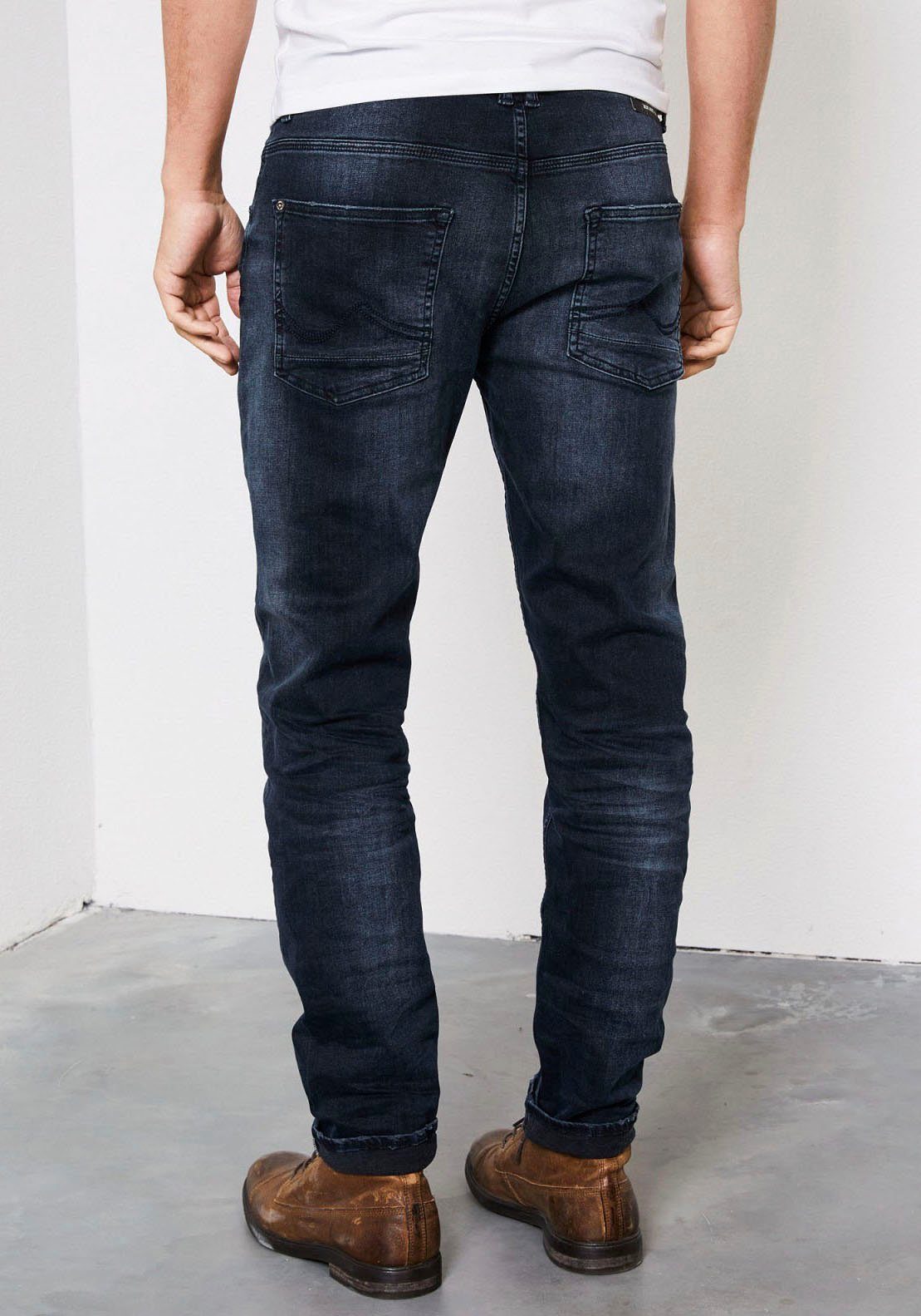 SEAHAM VTG Industries blue-black Petrol Slim-fit-Jeans