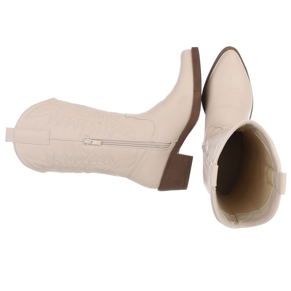 Ital-Design Damen Kniehohe Western-Stiefel mit Stickerei und Blockabsatz We günstig online kaufen