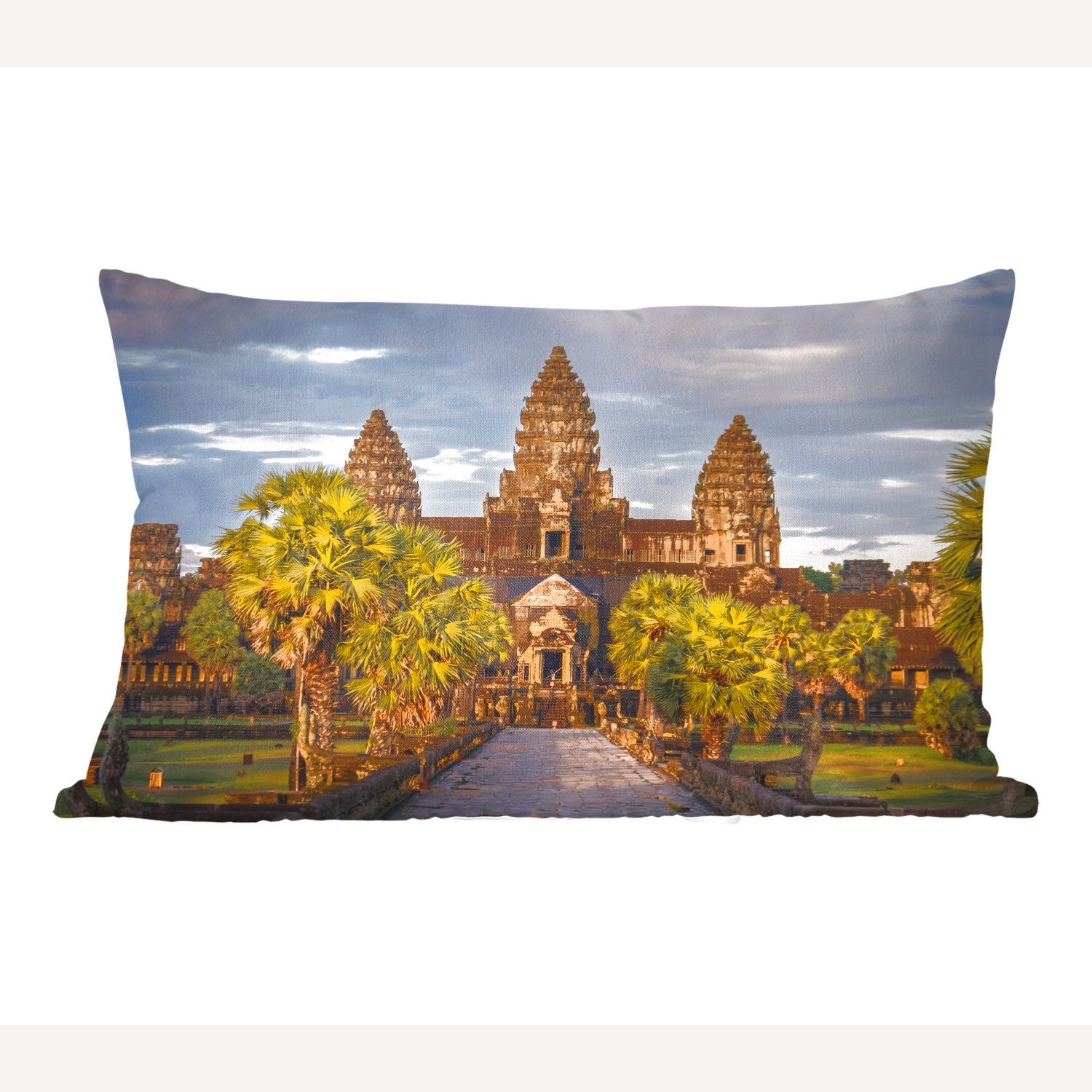 MuchoWow Dekokissen Sonnenuntergang in Angkor Wat, Wohzimmer Dekoration, Zierkissen, Dekokissen mit Füllung, Schlafzimmer | Dekokissen