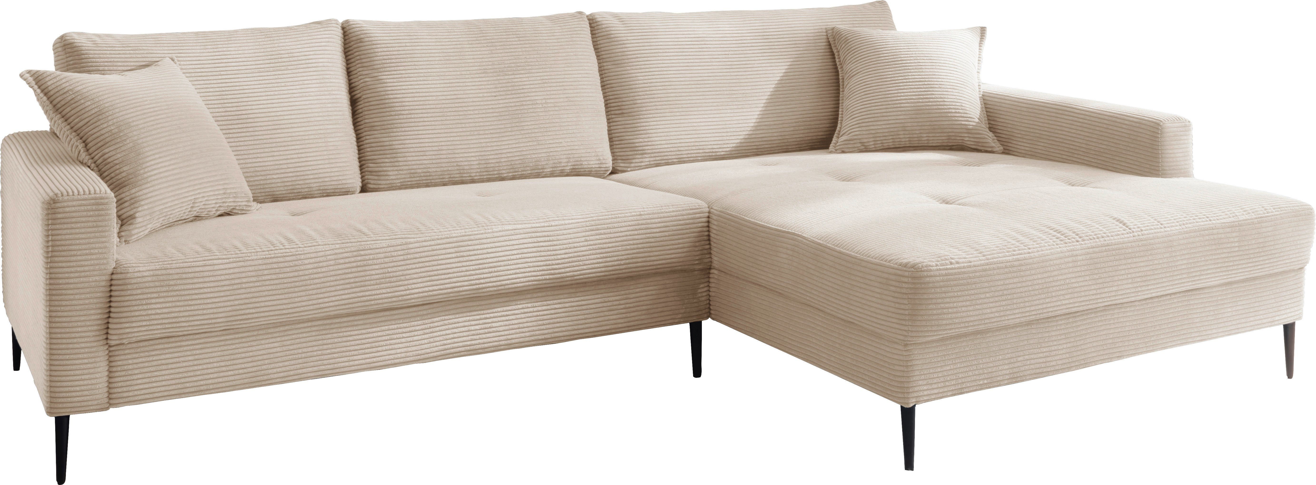 Trends by HG Ecksofa "Summer L-Form" in Cord-Stoff mit Metallfuß günstig online kaufen