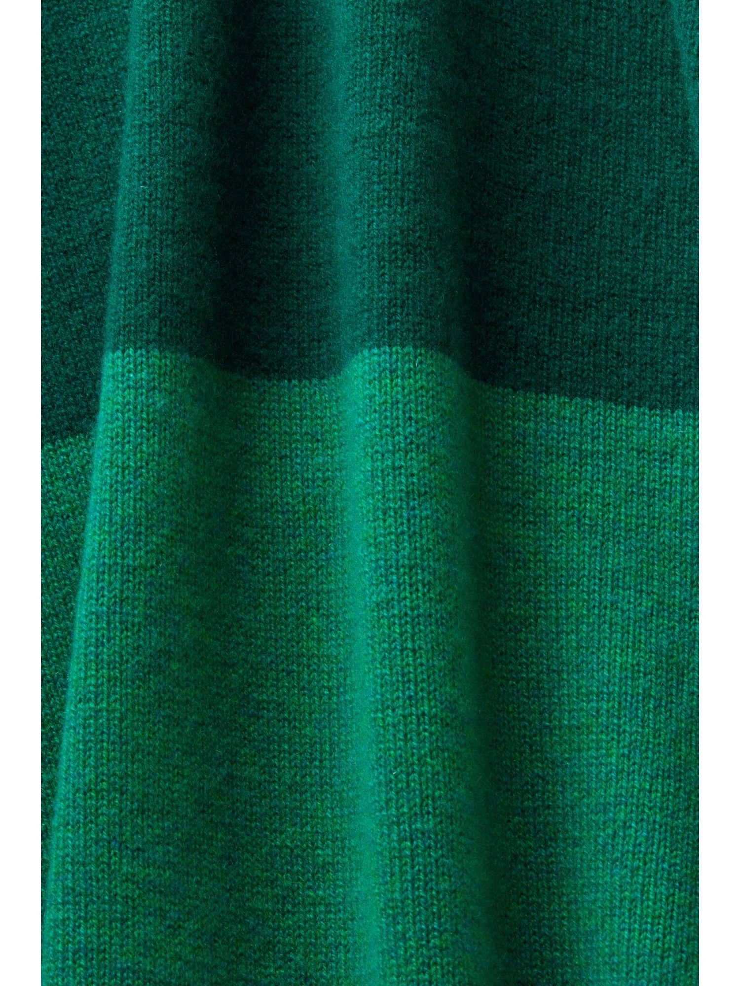 (1-tlg) Strickjacke Gestreifter Cardigan GREEN mit V-Ausschnitt aus Esprit EMERALD Kaschmir