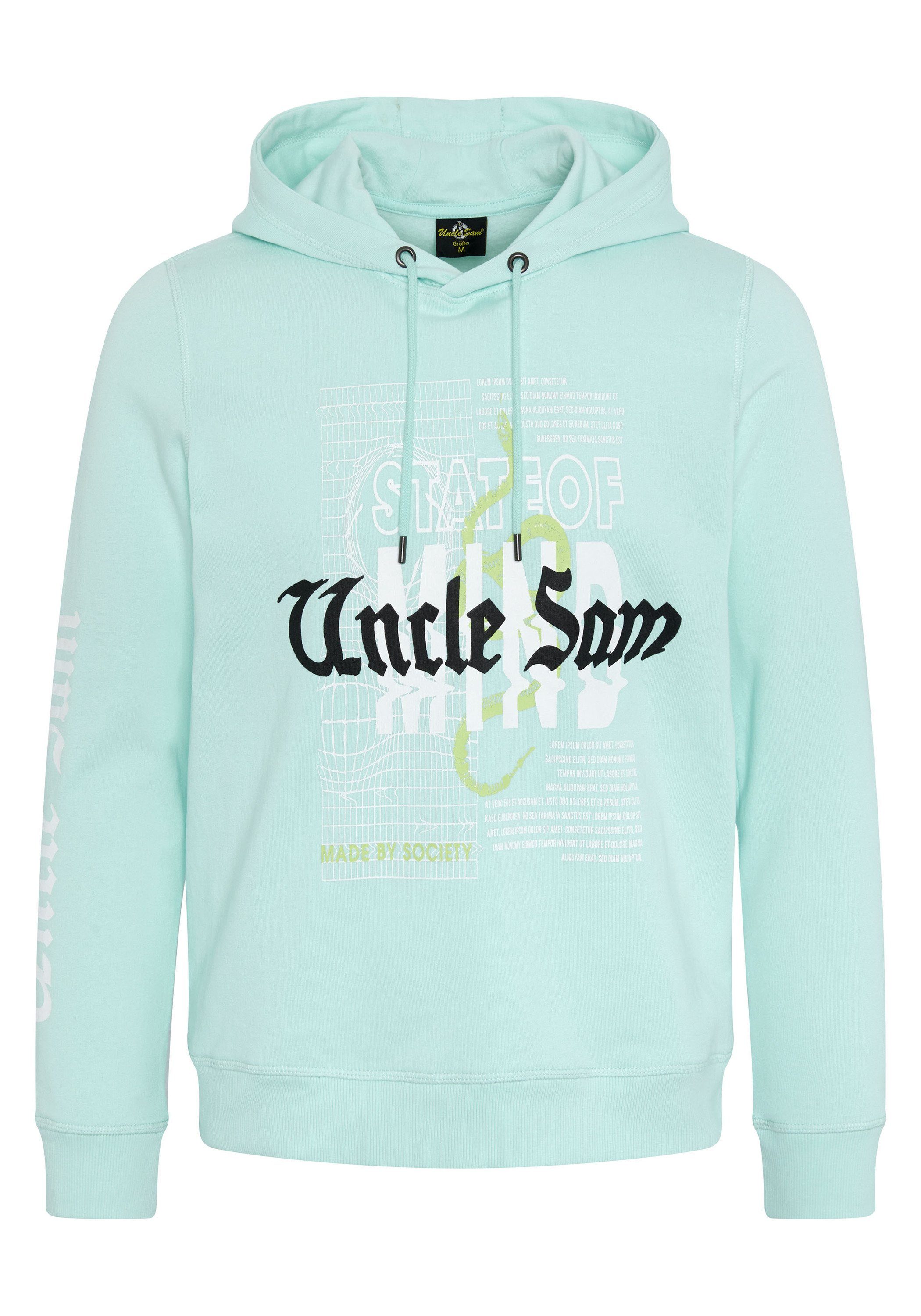 Uncle Sam Kapuzensweatshirt im Label-Design 14-4715 Water Ballet