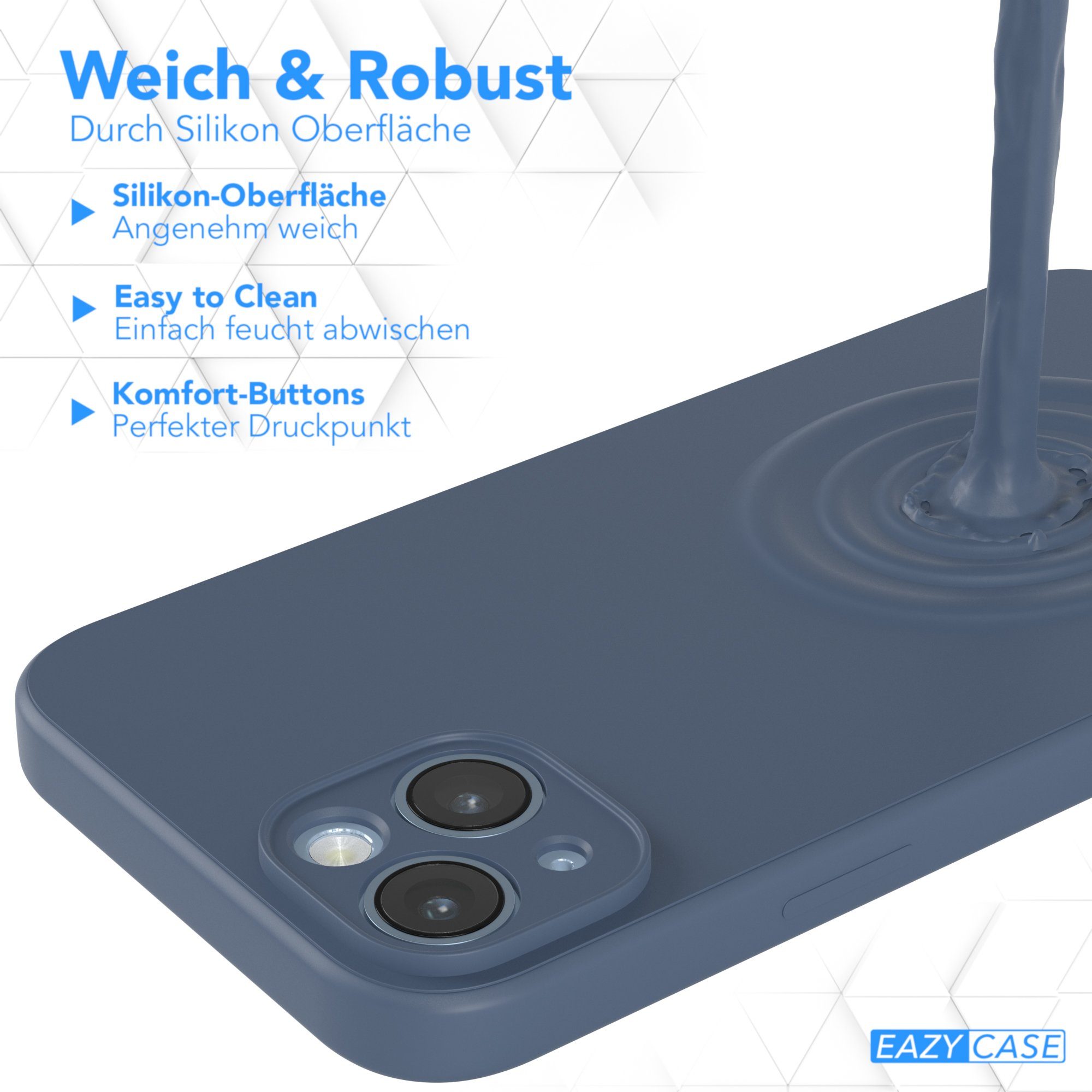EAZY CASE Handyhülle für Apple iPhone 14 Plus Hülle Silikon 6,7 Zoll, Handy Softcase mattierte Silikonhülle Back Cover Soft Blau / Petrol – Bild 5 von 5