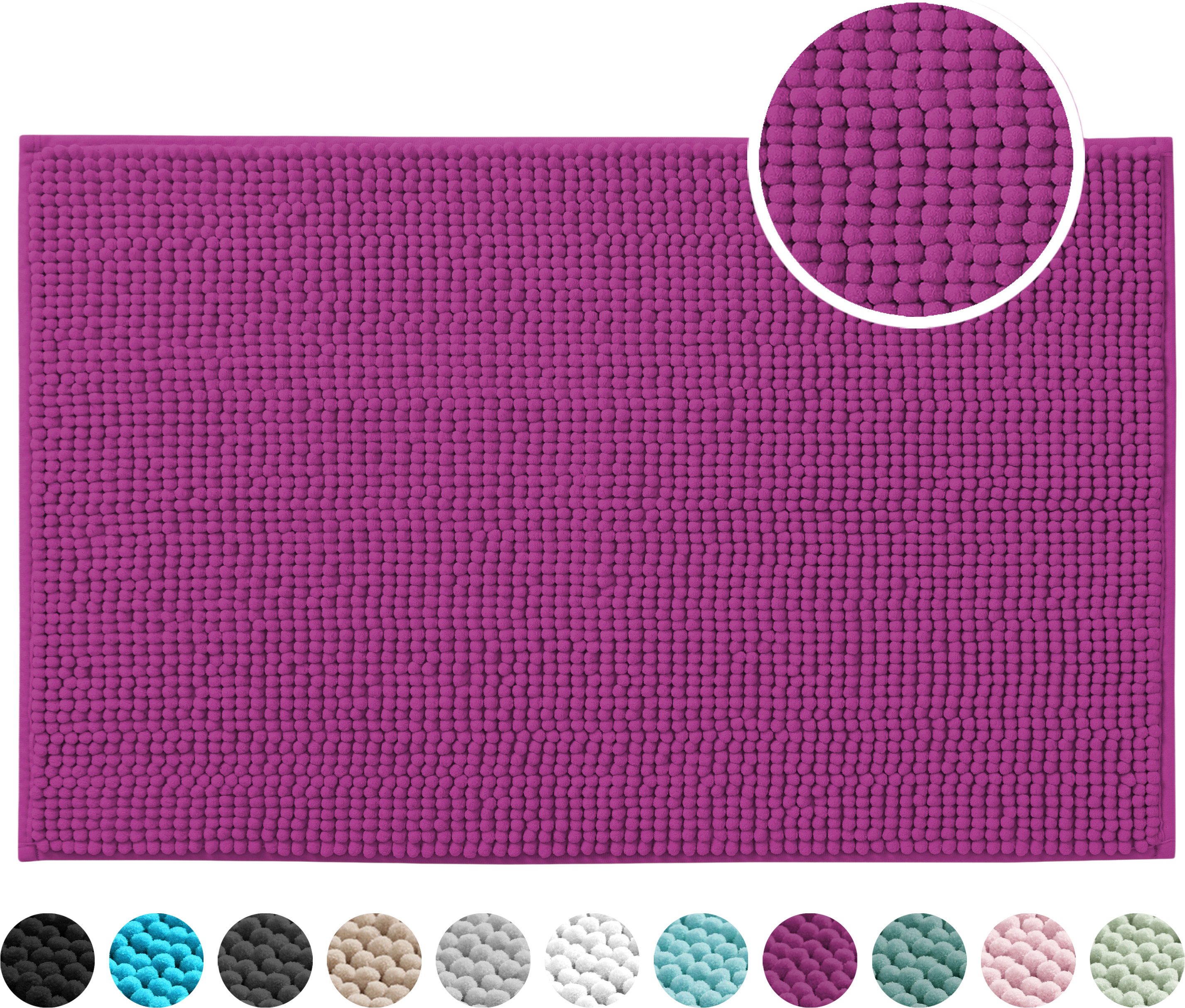 OTTO home Badematte Vanessa Chenille Standard, Badvorleger, Badezimmer, Duschvorleger, Höhe 15 mm, rutschhemmend beschichtet, schnell trocknend, strapazierfähig, fußbodenheizungsgeeignet, Polyester, rechteckig, Uni Farben, besonders weich