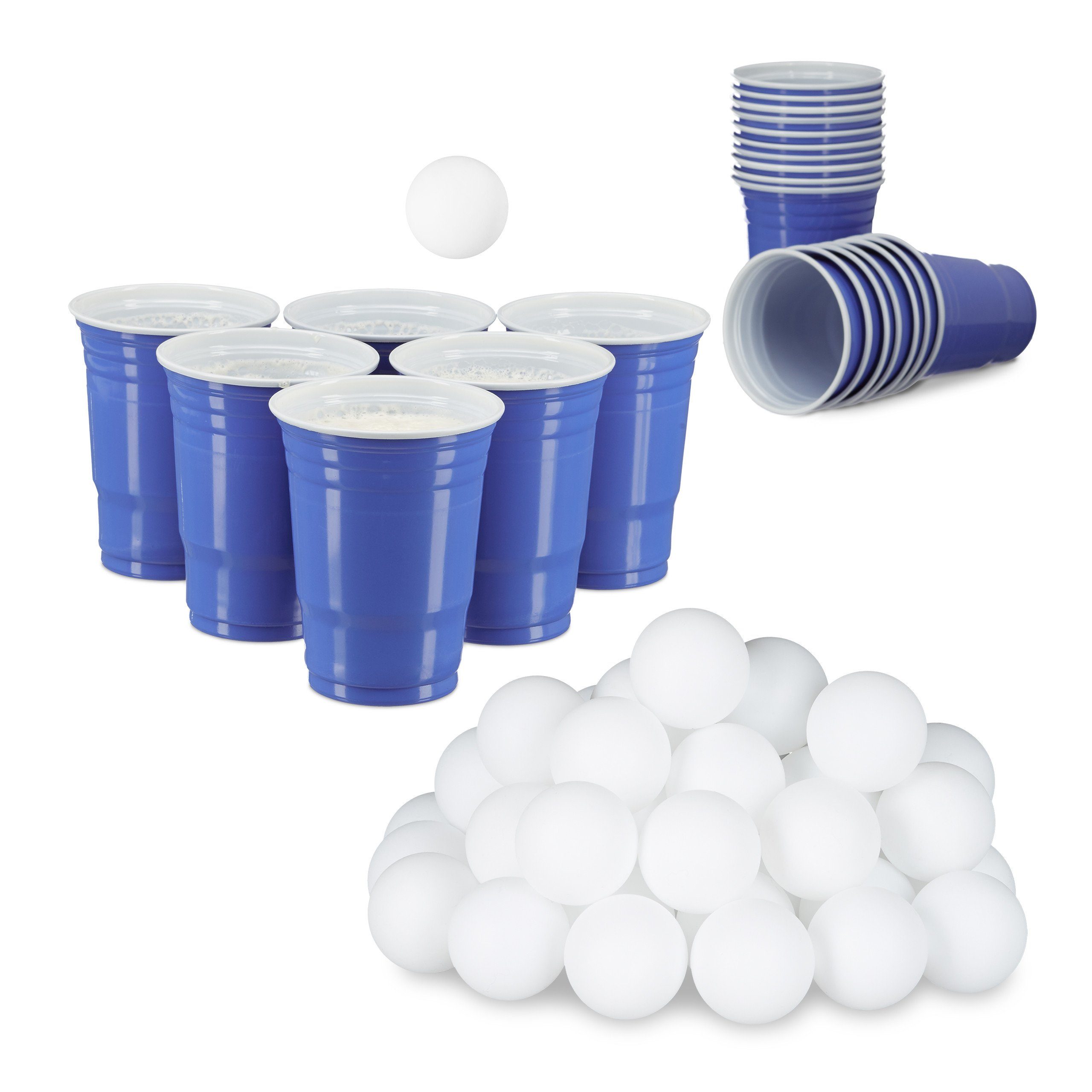 relaxdays Tischtennisball Beer Pong Set