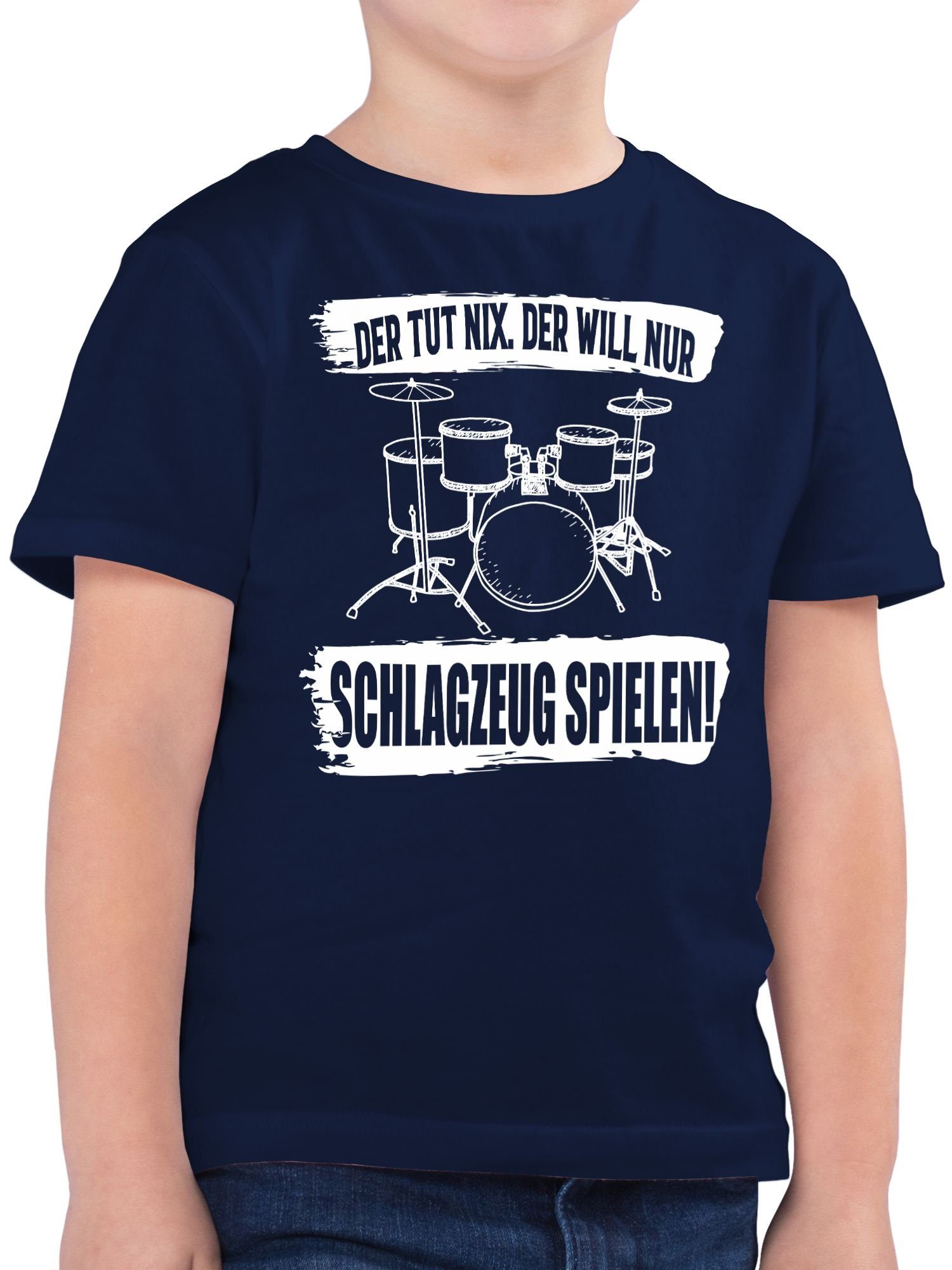 Shirtracer T-Shirt Der tut nix. der will nur Schlagzeug spielen. Kinderkleidung und Co 3 Dunkelblau