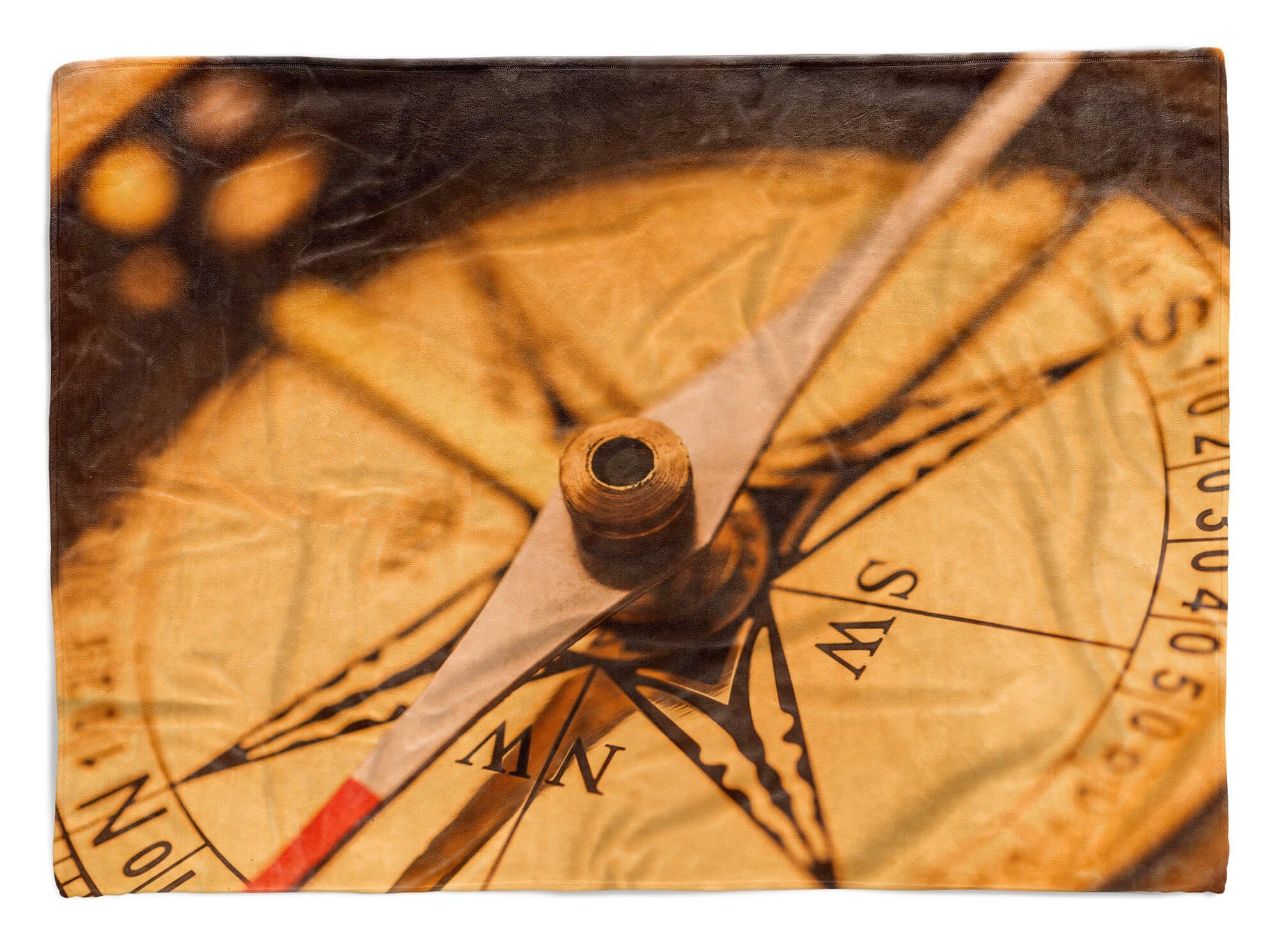 Saunatuch (1-St), Handtuch Handtuch Na, Baumwolle-Polyester-Mix Sinus Handtücher Vintage Strandhandtuch Kompass Art mit Kuscheldecke Fotomotiv