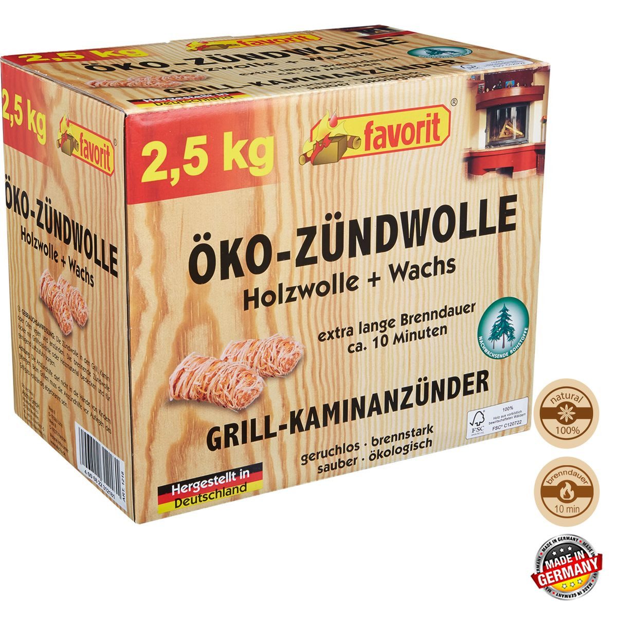 ALSCHU Grillanzünder Favorit Öko-Zündwolle Sparpack mit 2,5 KG Zum leichten Anzünden