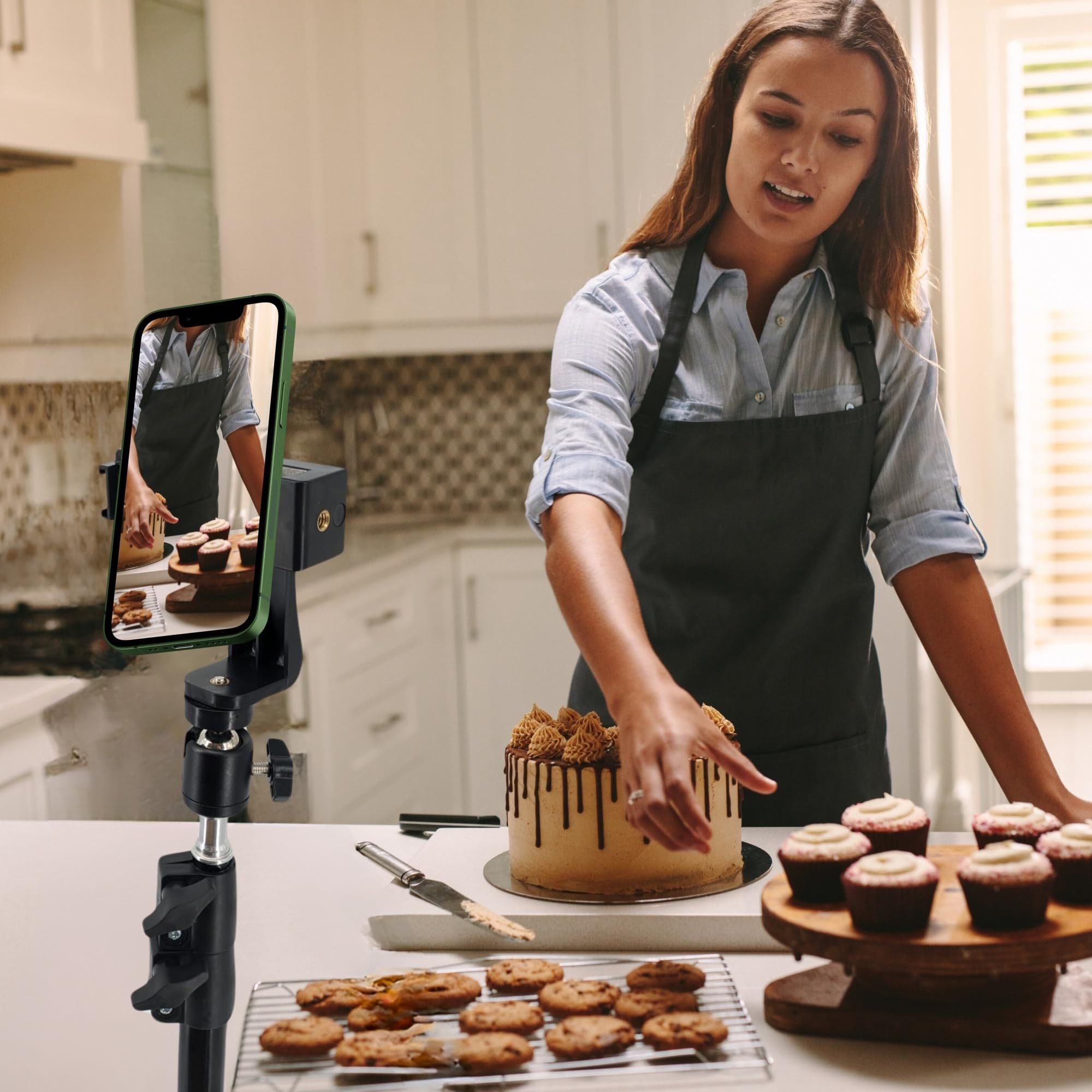 TronicXL Smartphone Stativ drehbar höhenverstellbar bis 2m Kamerastativ Ständer Dreibeinstativ (höhenverstellbar, hoch,groß, mit Kugelkopf)