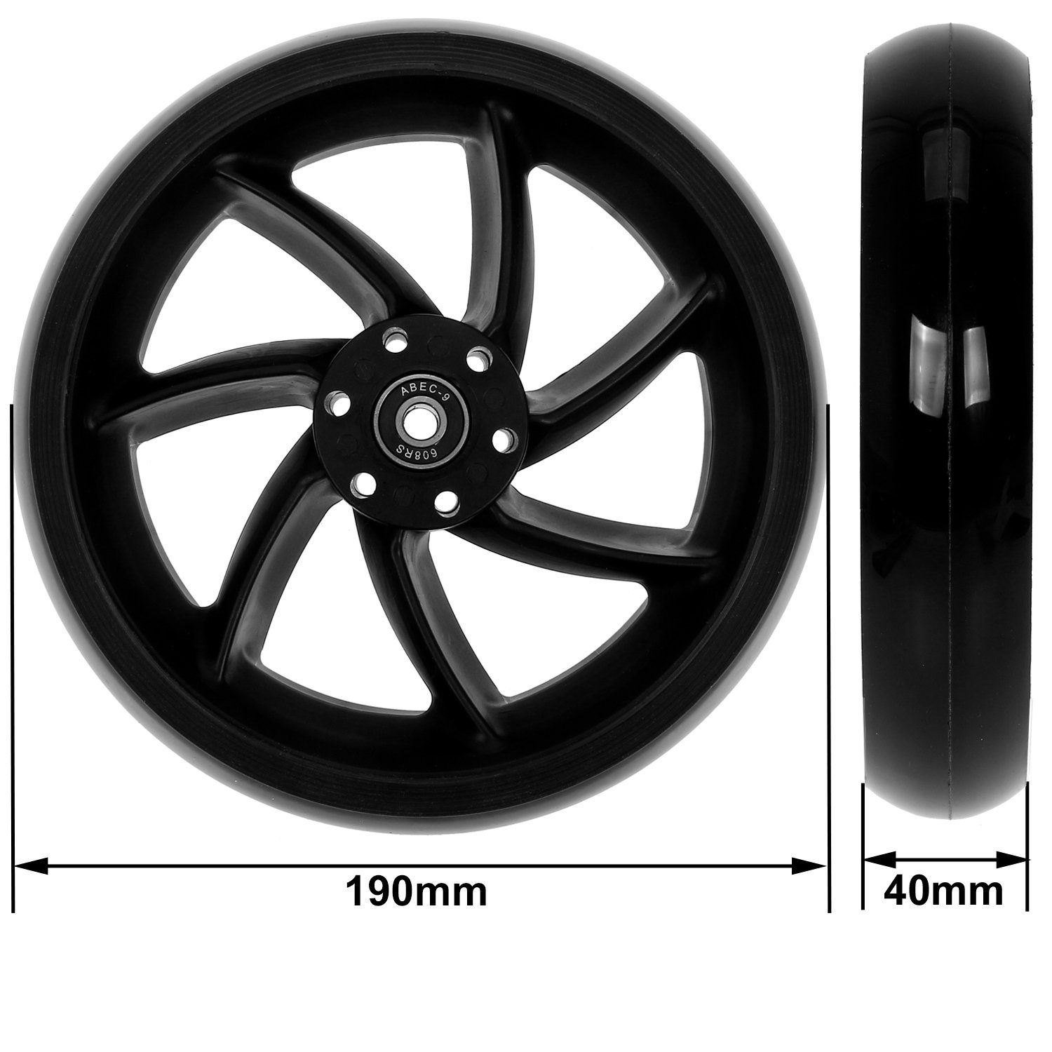 Mach1 Cityroller 2 Stück 200x40mm (190x40mm) Kickscooter Rollen-Set mit Scheibenbremse