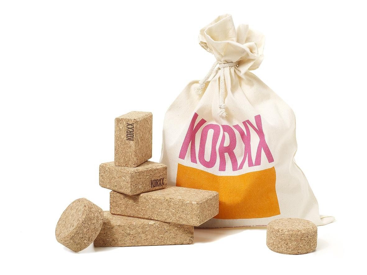 KORXX Bausteine aus Kork Конструктора, (10 Korkbausteine naturfarben, Baby Set), Kreativer Baustein aus nachhaltigem Rohstoff