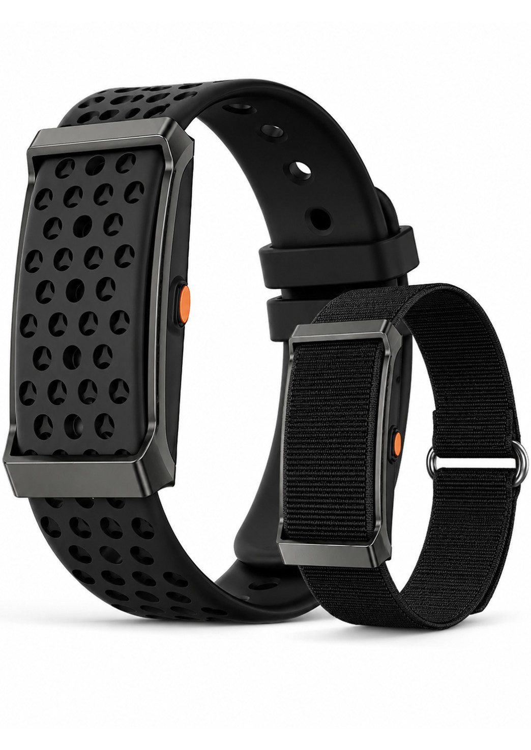 RUHE Fitness-Tracker Ohne Display Smart Band Metall Fitness Armband Herren Damen Metall (Fitness Armband, 1-tlg., Mit Extra Armband aus Nylon), Akku +1 Monat Laufzeit Pulsmesser 24/7 Schlafmonitor Schrittzähler
