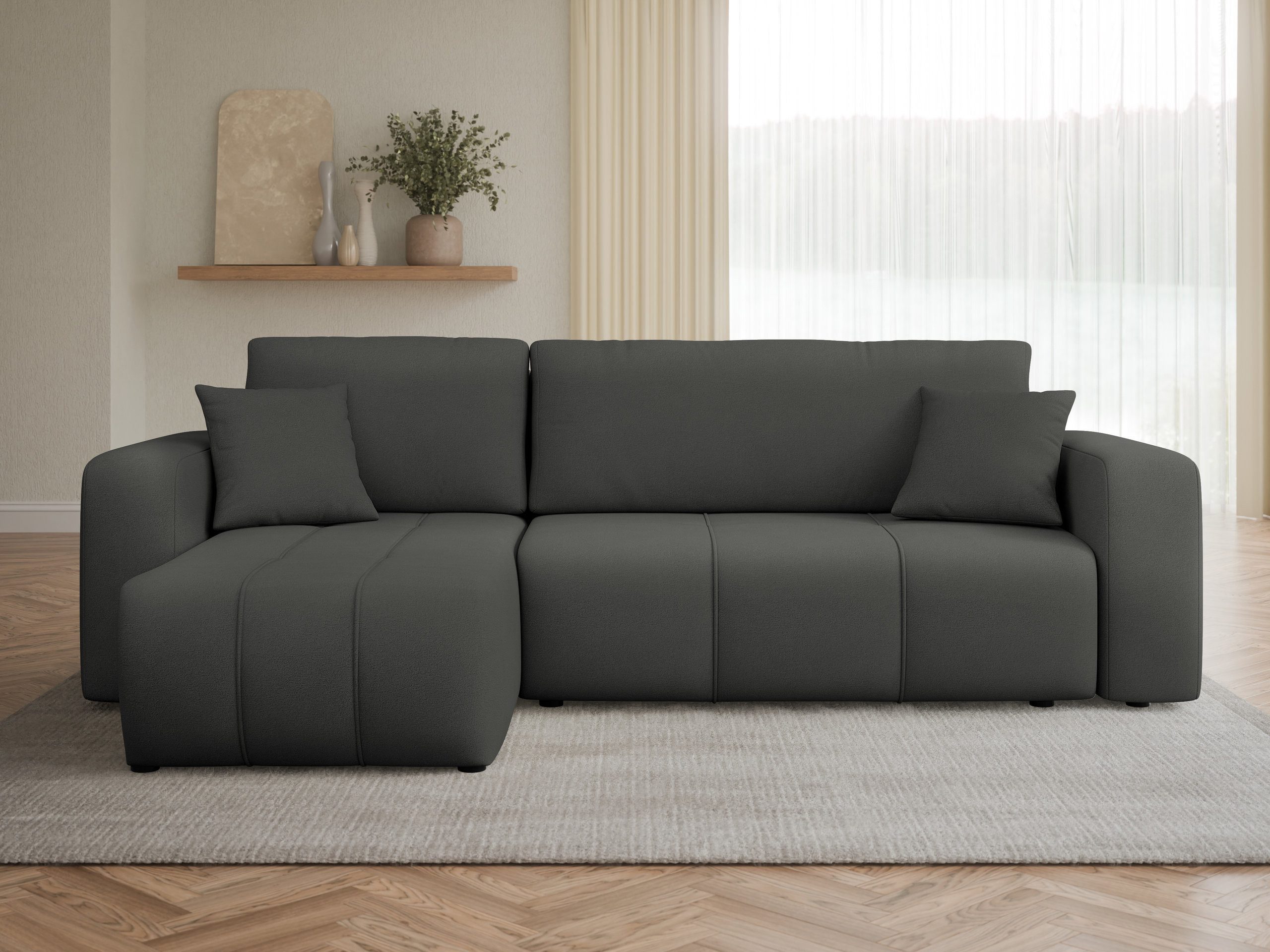 MIRJAN24 Ecksofa Fetrinu, mit Bettkasten und Schlaffunktion, L-Form, Seite Universal