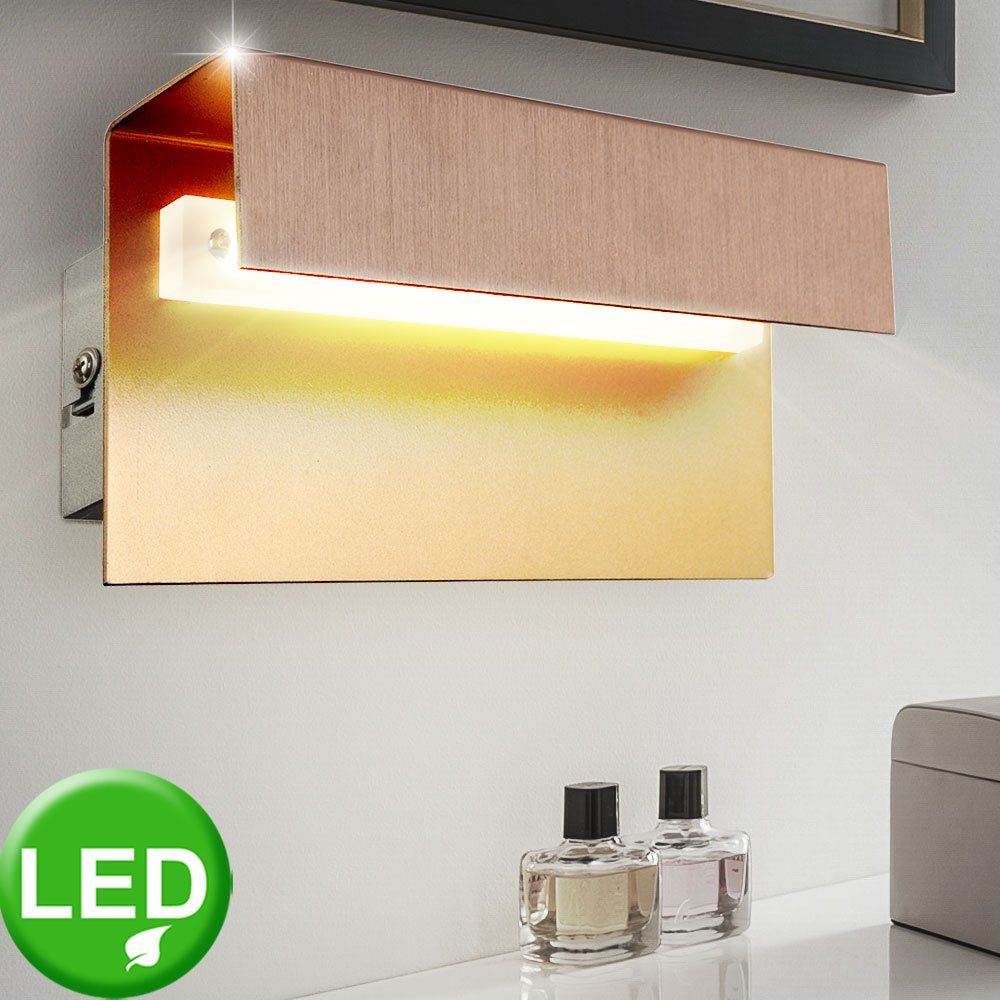 Design Warmweiß, Lampe Wand gold lackiert Wandleuchte, LED-Leuchtmittel LED ALU Globo fest Leuchte verbaut, bronze LED Beleuchtung