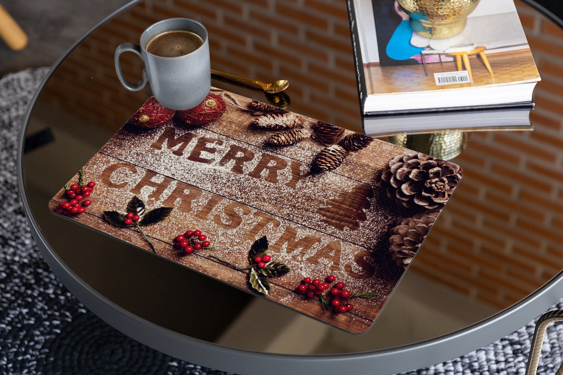 matches21 HOME & HOBBY Platzset Abwaschbares Tischset Weihnachten Merry Christmas, (1-St), Platzsets als Tisch-Untersetzer und Tisch-Deko für Esstisch Teller