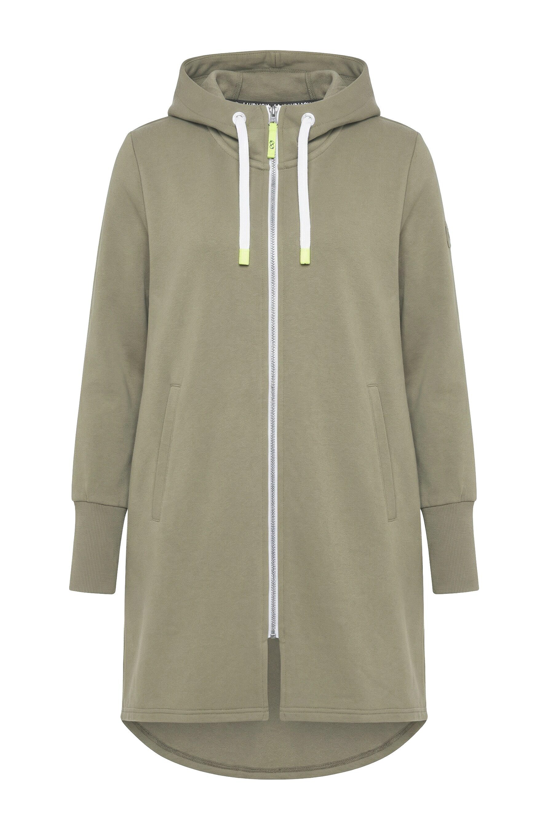 Laurasøn Sweatjacke Sweatjacke lang geschnitten Kapuze Langarm günstig online kaufen