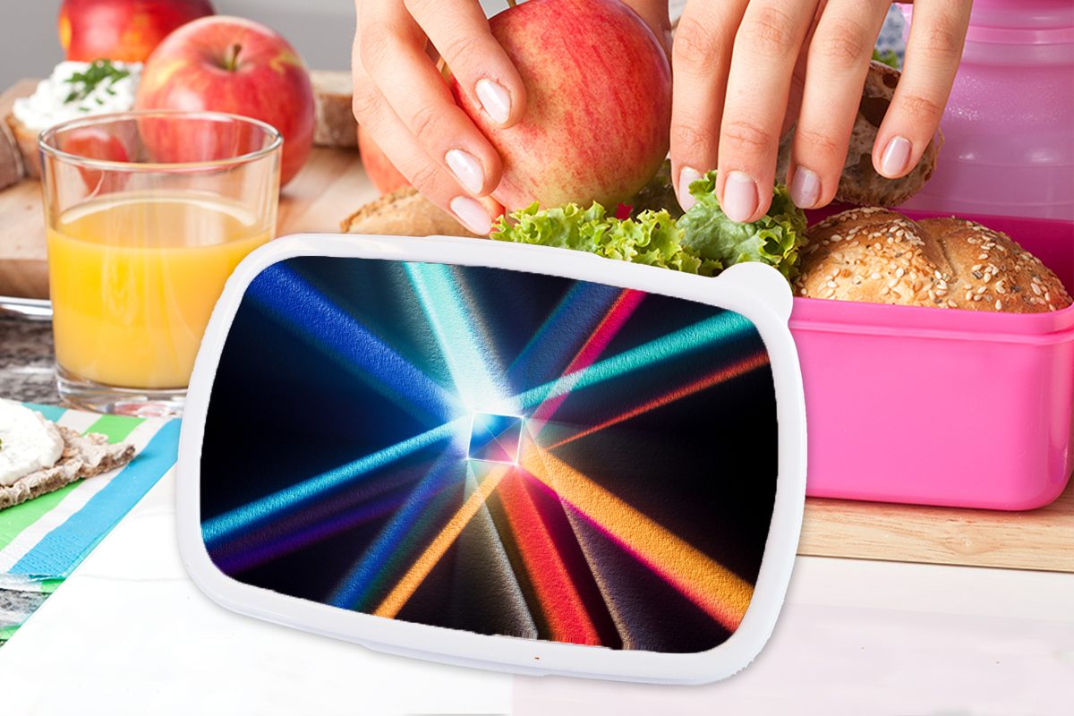 MuchoWow Lunchbox Prisma für rosa Kunststoff (2-tlg), Kinder, Brotdose Farben, Kunststoff, Snackbox, mit Erwachsene, Mädchen, verschiedenen Brotbox