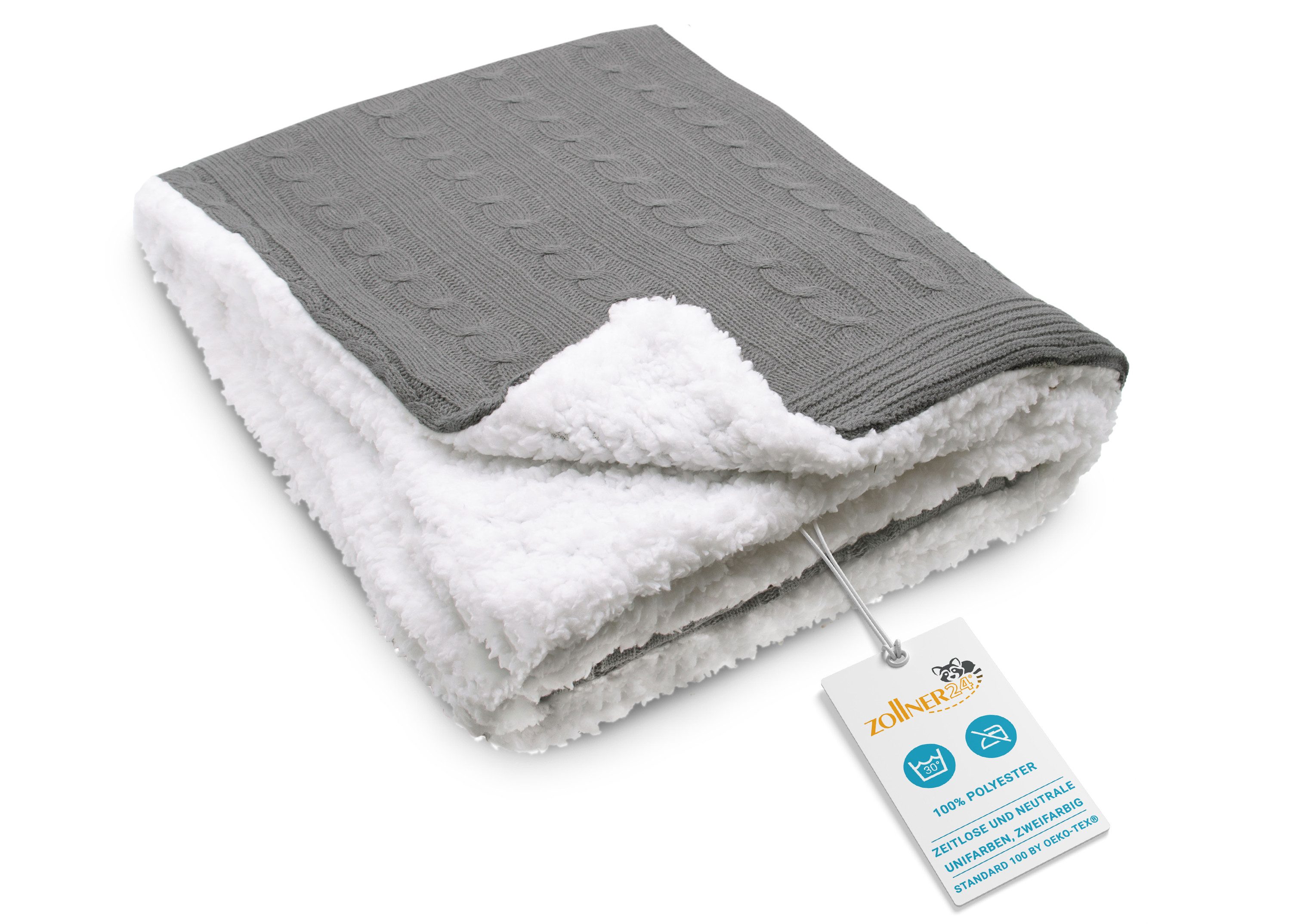 Wohndecke, ZOLLNER24, 150 x 200 cm, 100% Polyester, 100% Polyacryl, weiche Wendedecke