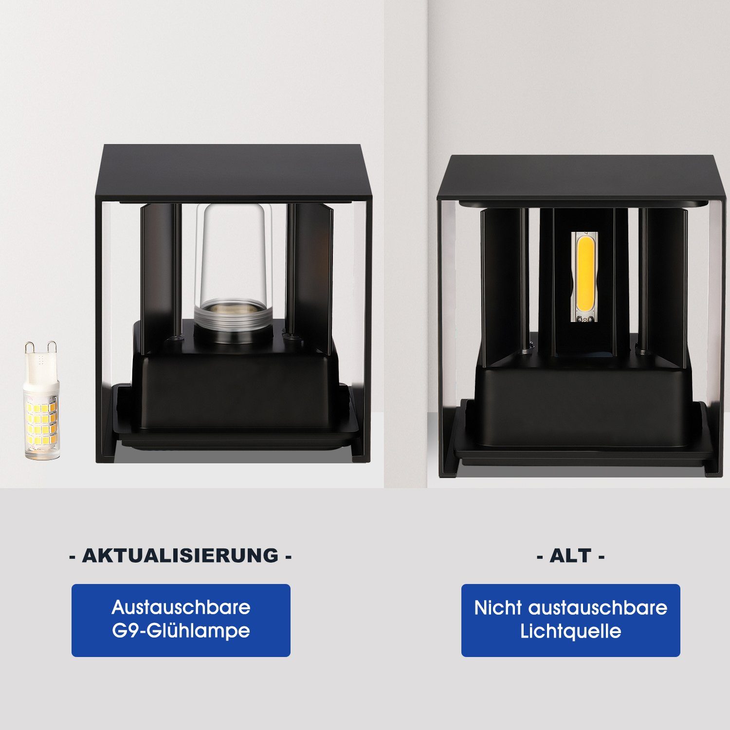 WILGOON LED Wandleuchte 6W LED Aluminium Wandlampe mit Austauschbarer, Auf & ab Einstellbarer, LED fest integriert, warmweiß, verstellbarer Wandstrahler für Wohnzimmer Schlafzimmer Treppen Flur