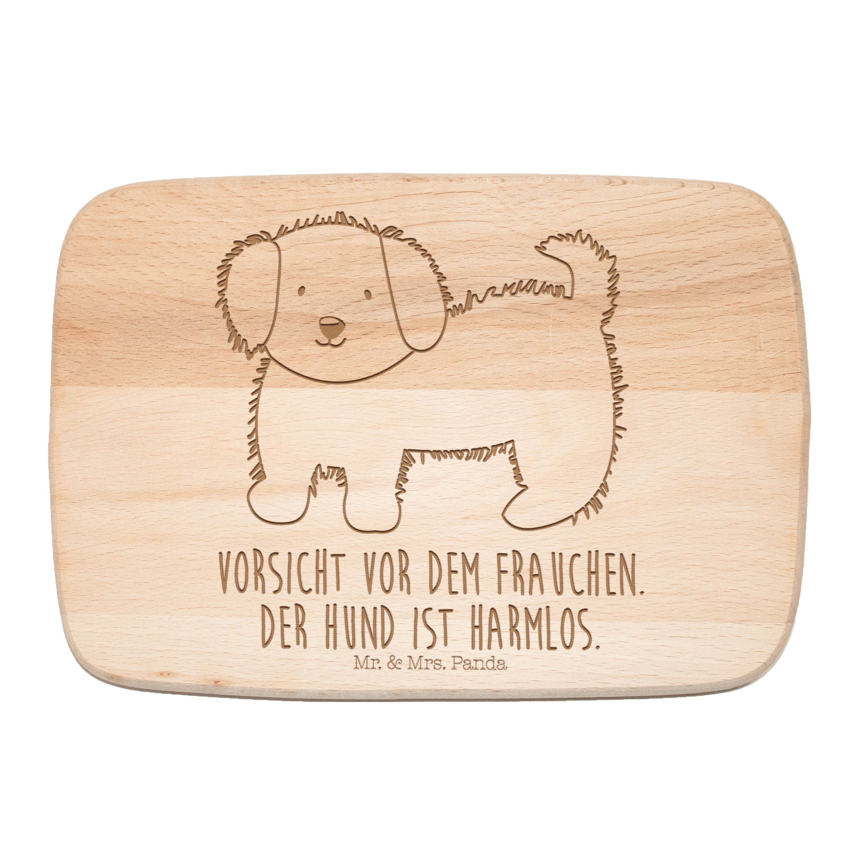 Mr. & Mrs. Panda Frühstücksbrett Hund flauschig - Transparent - Geschenk, Hundemama, Frühstücksbrett, FSC Buchenholz, (1-St)