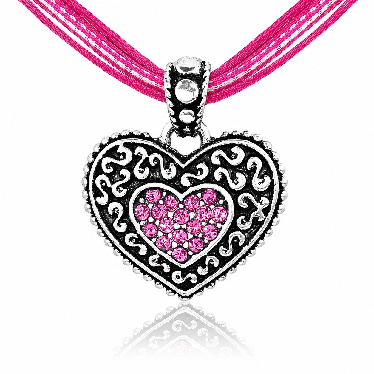 LUISIA® Herzkette LUISIA® Kinder Halskette "Herz" kariert mit Kristallen von Swarovski®