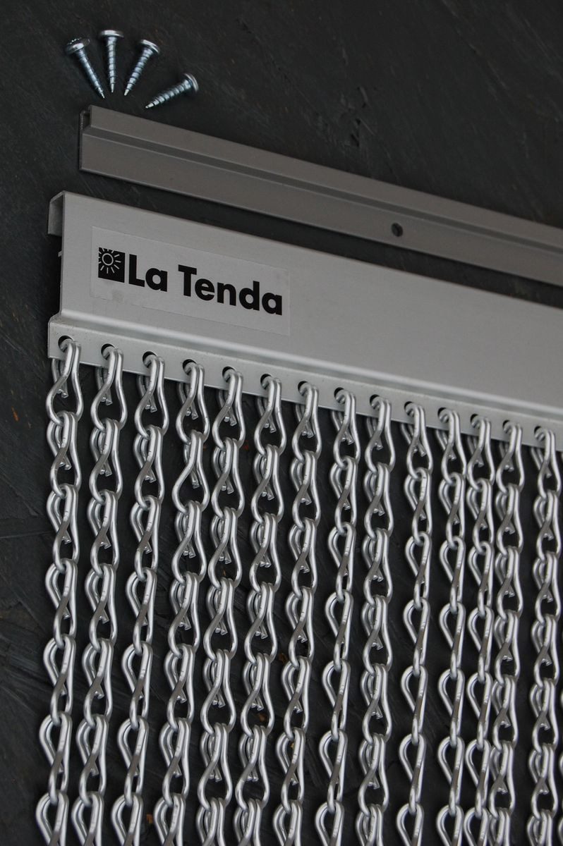 La Tenda Türvorhang ALUSAX 8 Kettenvorhang silber, Hakenaufhängung, transparent, 90 x 210 cm, Aluminium - Länge und Breite individuell kürzbar