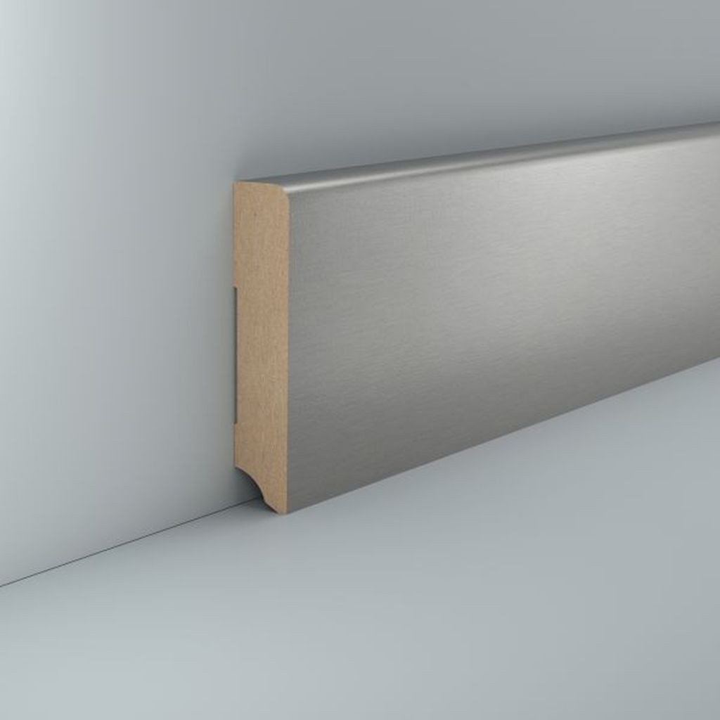 Südbrock Sockelleiste Metallic 19 x 96 mm Edelstahl Dekor MDF foliert Fußleiste, L: 250 cm, H: 9.6 cm, 1-St.