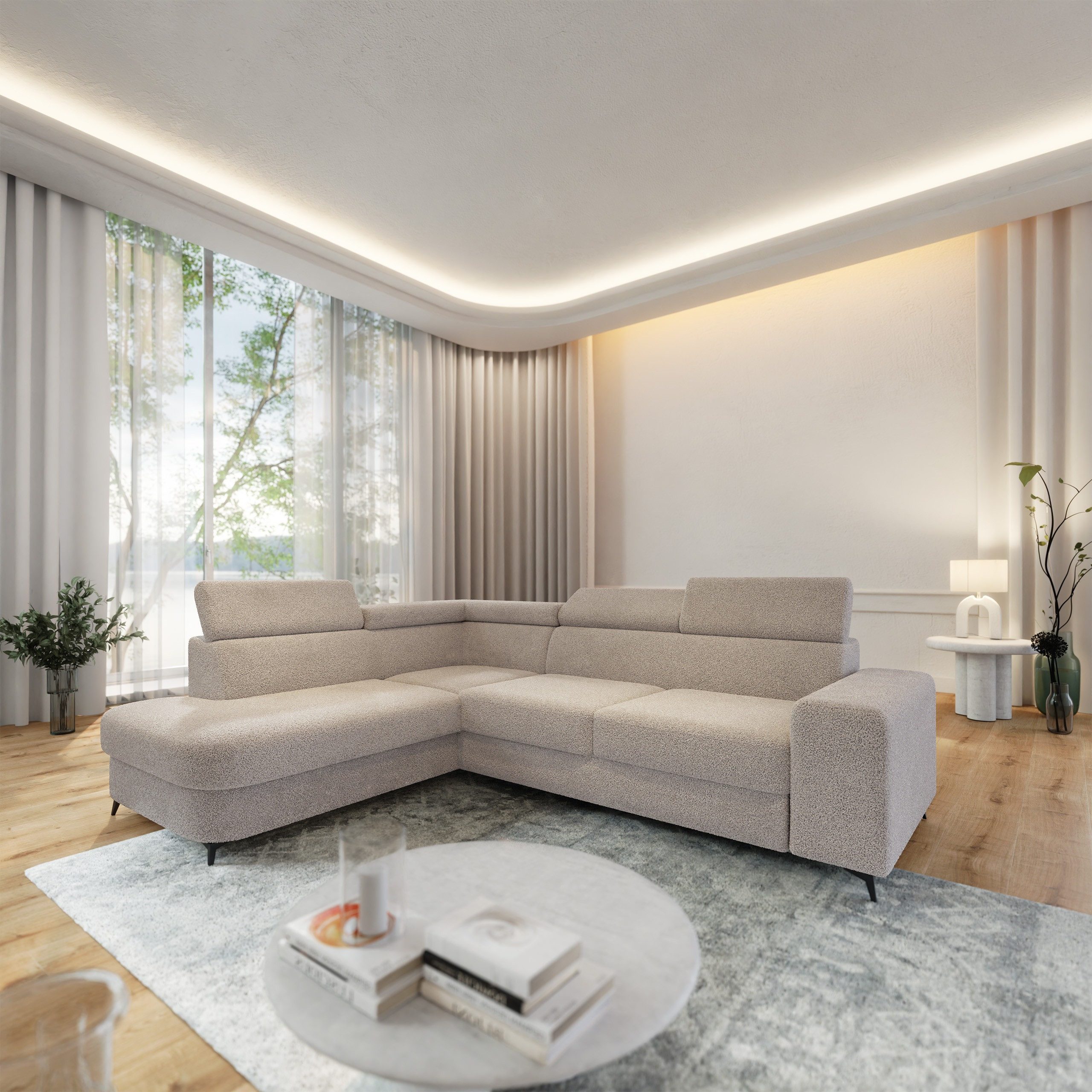 Masseno Ecksofa ALVORO mit Schlaffunktion L-Form, Sofa mit Bettkasten