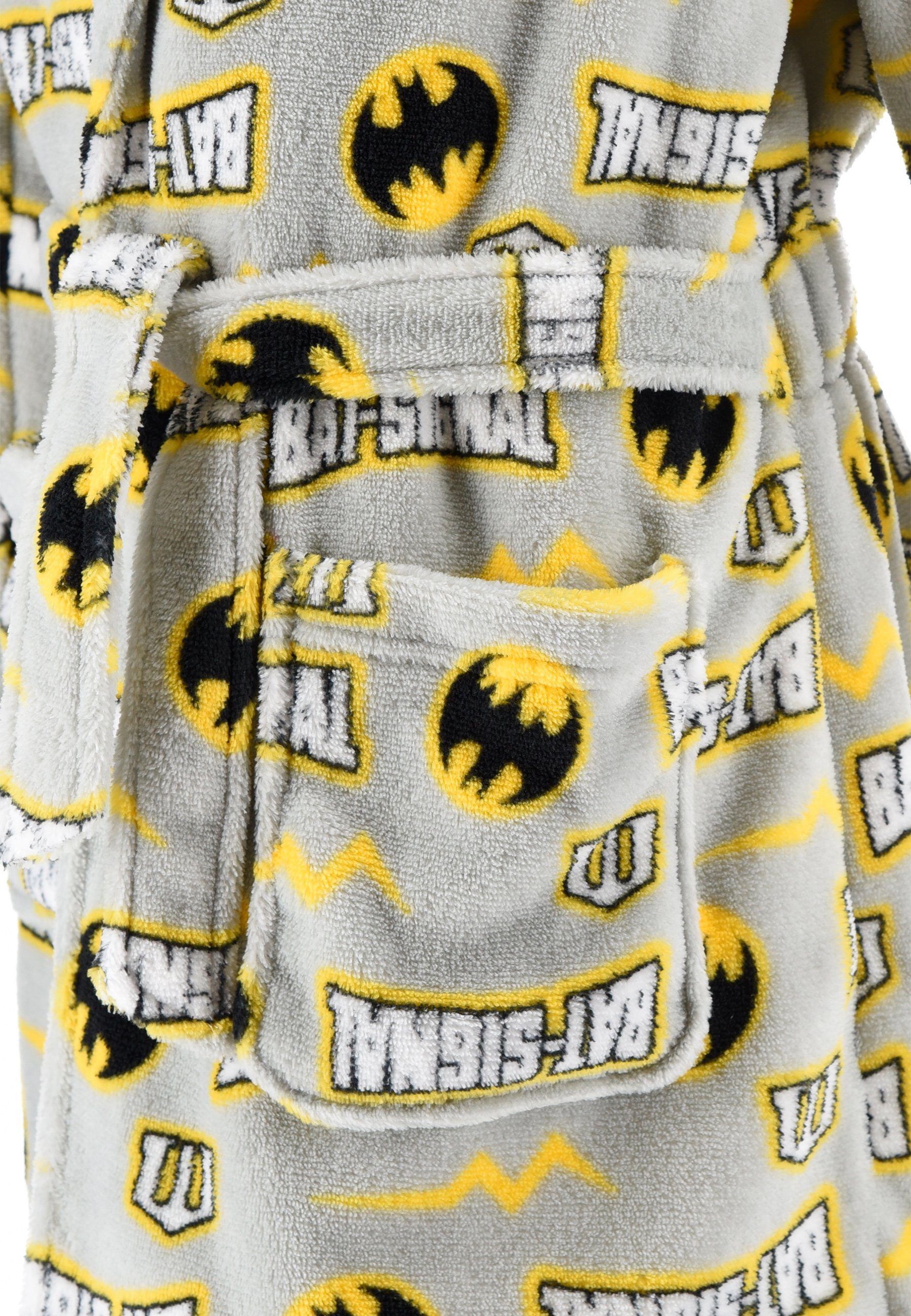 Kinder Bademantel Grau Batman Bat-Signal Jungen Kinderbademantel