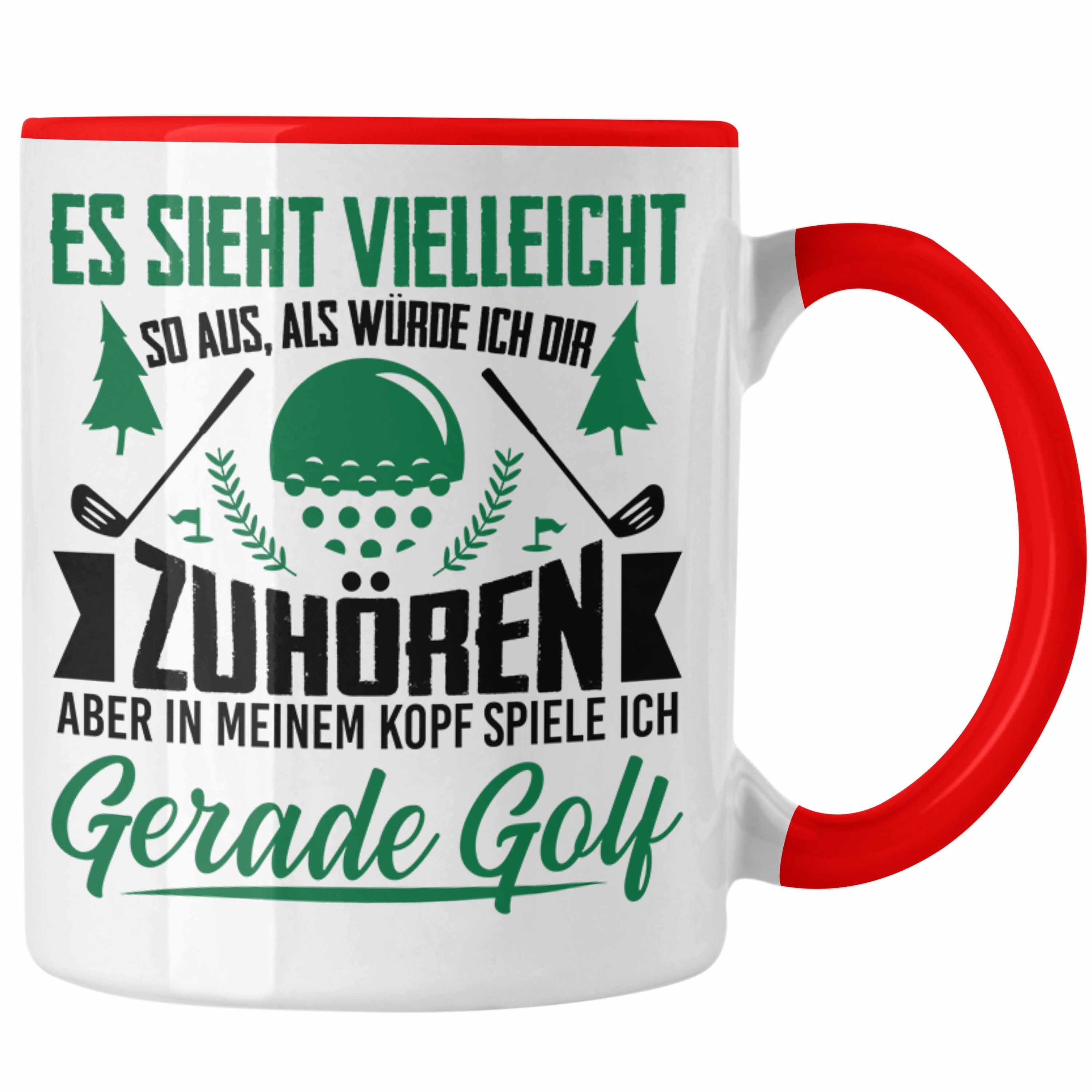 Trendation Tasse Trendation - Golfer Geschenk Golf Tasse mit Spruch - Kaffeetasse für Golfer Geschenkidee Rot