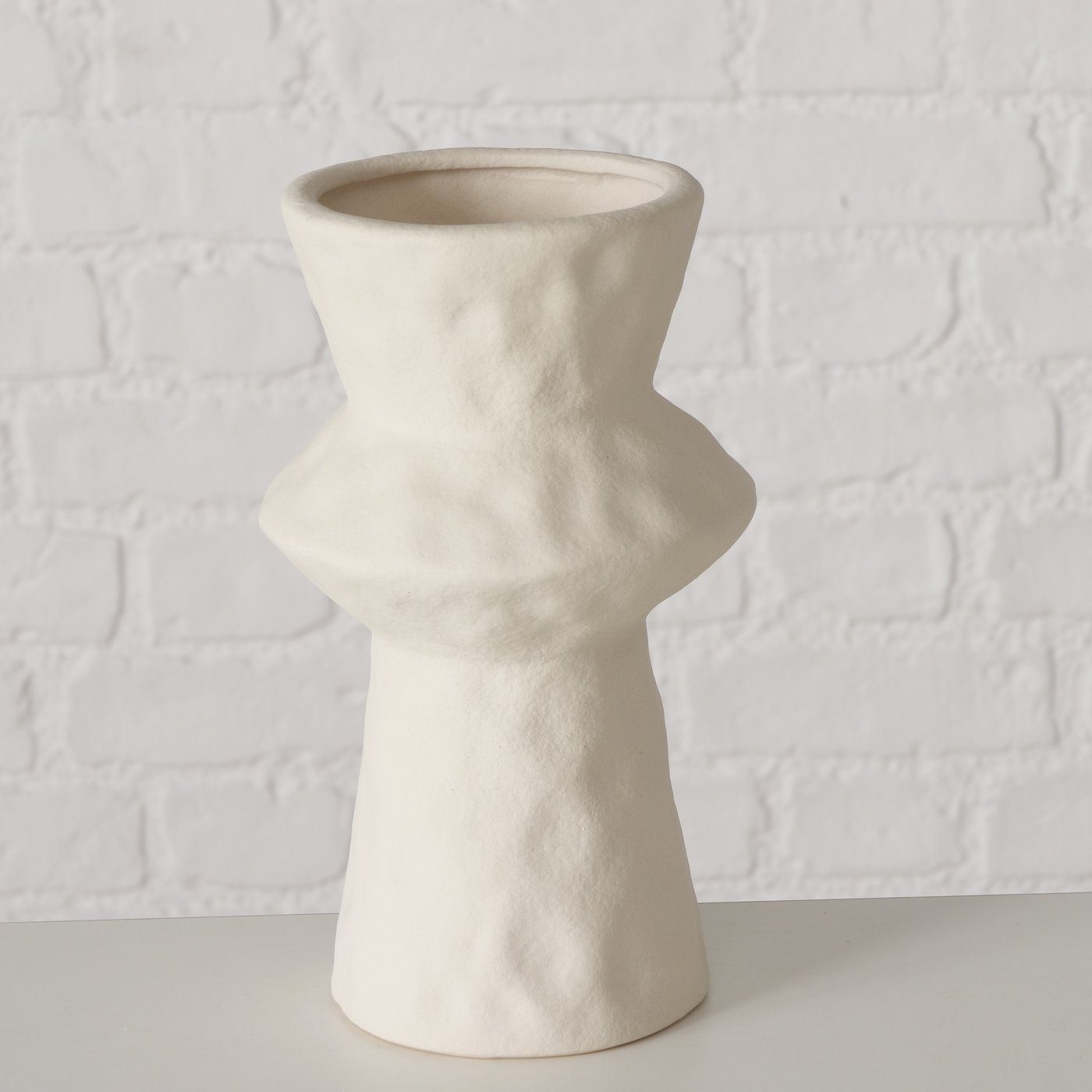 BOLTZE Dekovase 2er "Hermas" aus H20 Set cm, Vase weiß in Keramik