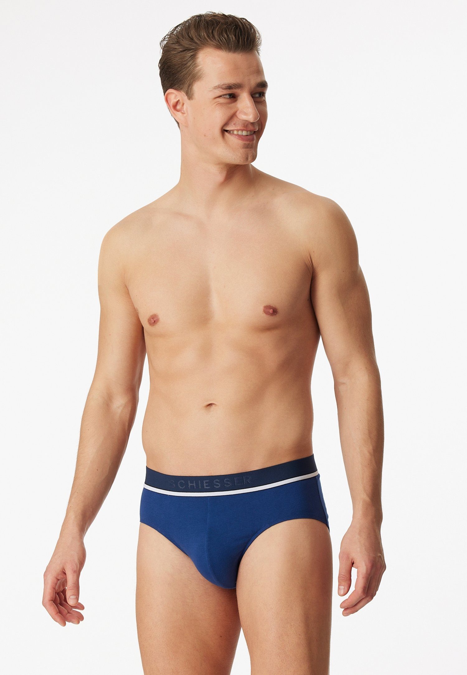 Schiesser Rioslip 95/5 (3er-Pack) mit sportlichem Logo-Webgummibund mit schmalen weißem Ansatz