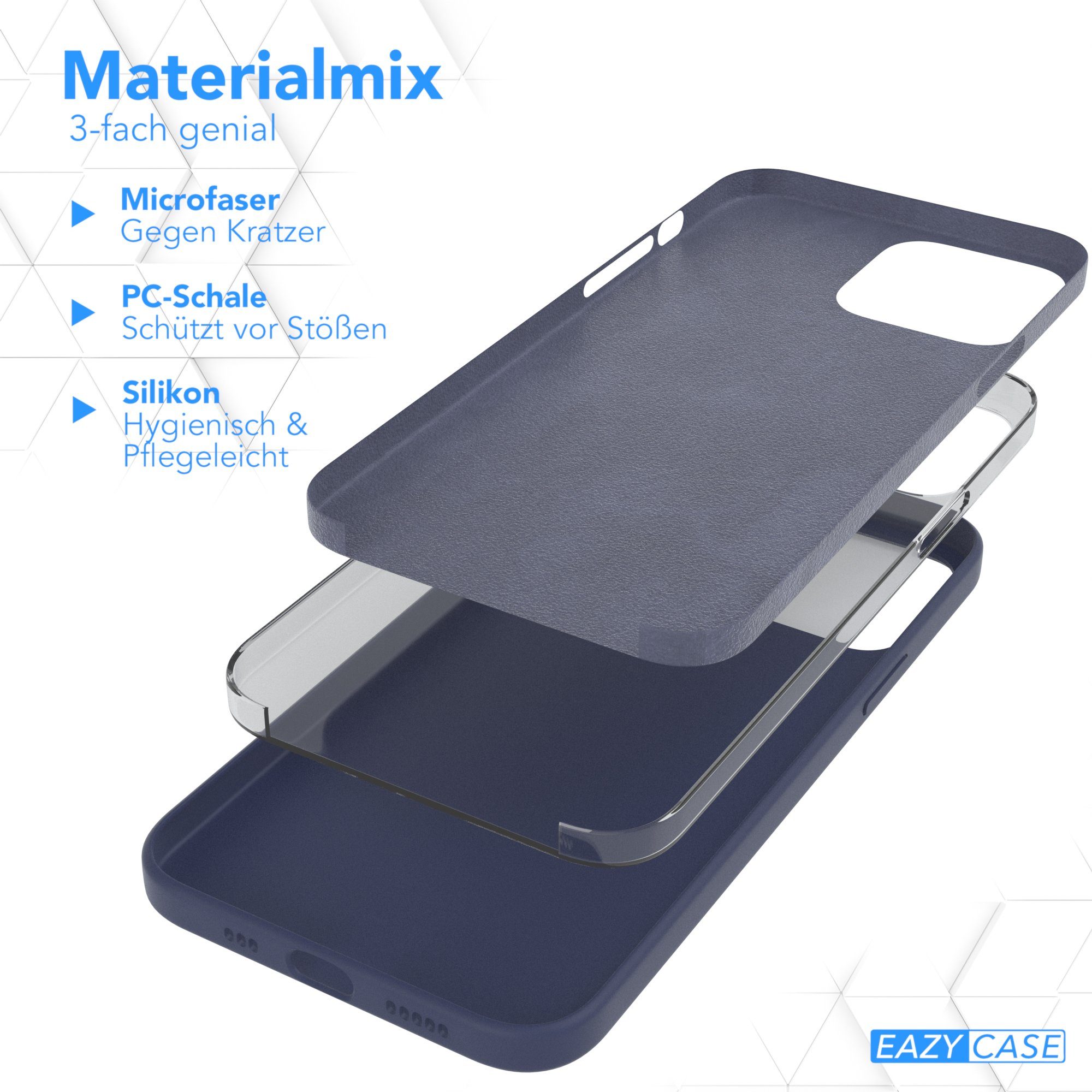 EAZY CASE Handyhülle Premium Silikon Case für Apple iPhone 13 Pro Max 6,7 Zoll, Handy Softcase Hülle Silikon mit Displayschutz Case Blau / Nachtblau – Bild 5 von 5