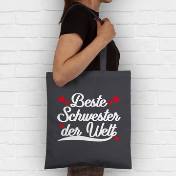 Shirtracer Umhängetasche Beste Schwester der Welt Schriftzug - weiß, Schwester und Tante Geschenk