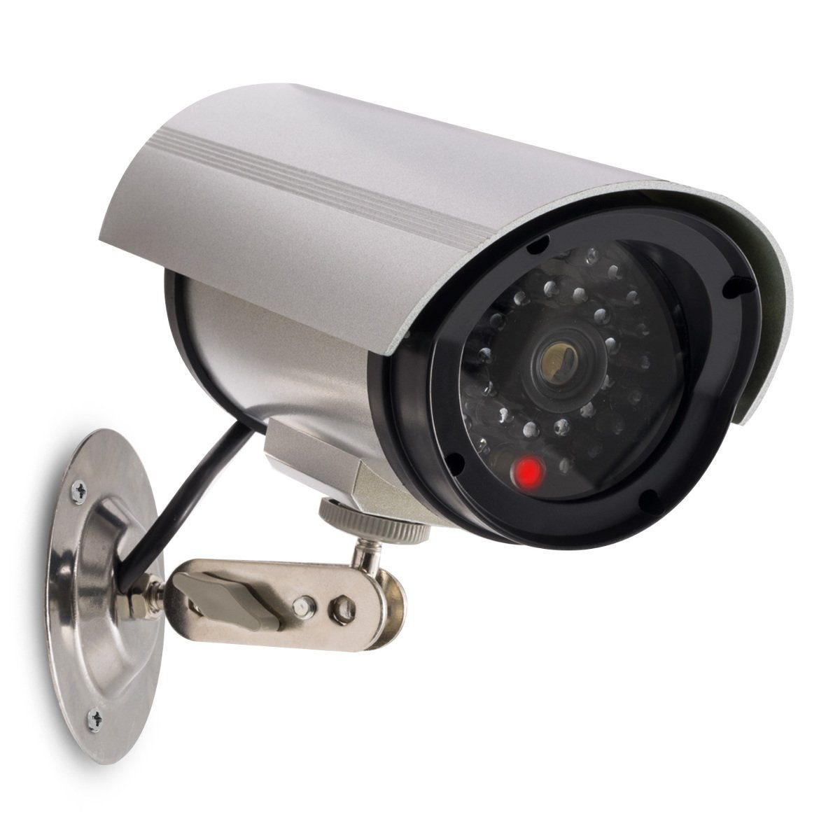 kwmobile Überwachungskamera Attrappe (Außenbereich, Kamera-Attrappe m. rotem  LED-Licht - täuschend echt f. Wand/Decke)