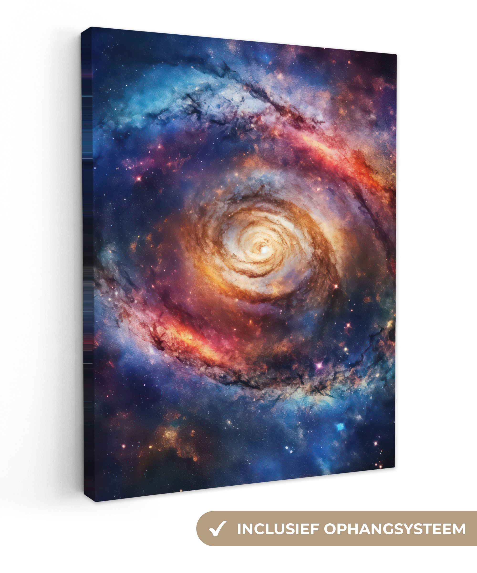 OneMillionCanvasses® Leinwandbild Milchstraße - Neon - Sternenhimmel - Weltraum, Fotodruck (1 St), Gaming Bilder, Wandbild Gamingzimmer, Deko Wandbilder Gamer 30x40 cm