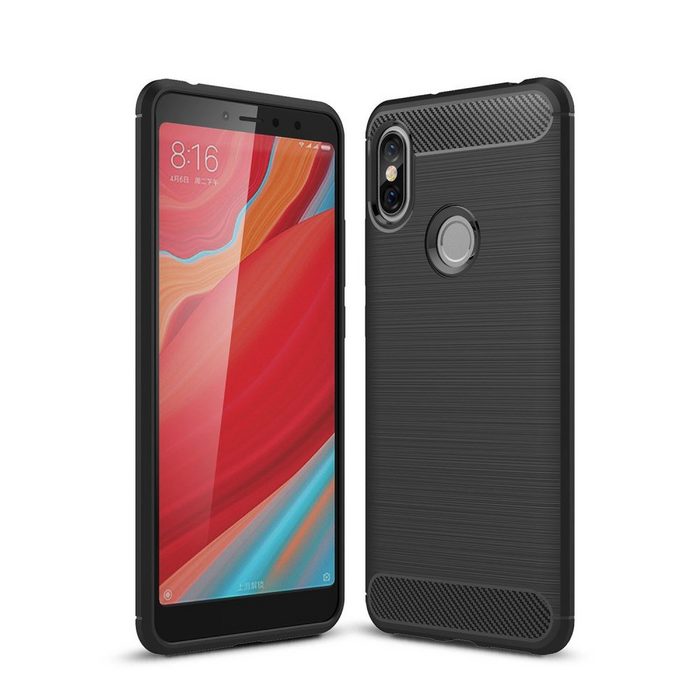 CoverKingz Handyhülle Xiaomi Redmi S2 Handyhülle Silikon Case Cover Handytasche Carbonfarben Carbon Look Brushed Design