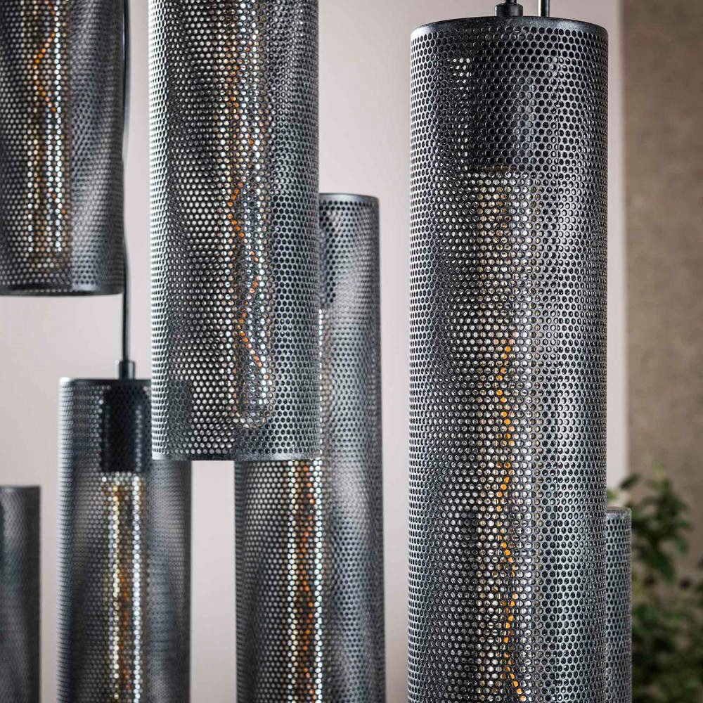 famlights Pendelleuchte Pendelleuchte Adelina in Schwarz E27 9-flammig