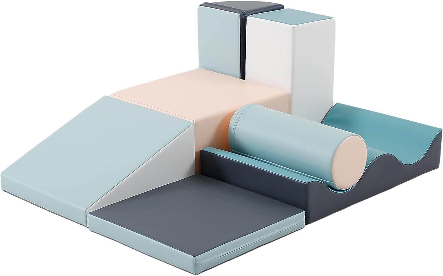 IGLUSoftplay IGLU SET 34 Discoverer - Pastell/Beige/Grün/Honig Schaumstoffbausteine Spielbauklötze, (Set), Modernes Design und hochwertige Verarbeitung