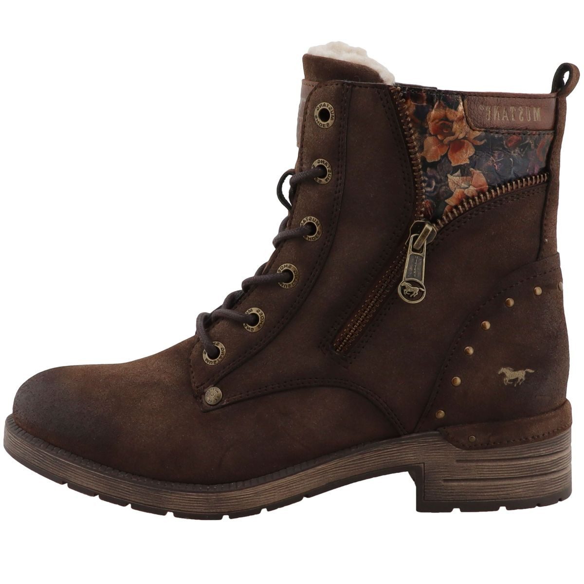 Mustang Shoes 15M0072015-bronze-multi Stiefelette Kurz-Stiefel mit floralem Zierdetail – Bild 3 von 5