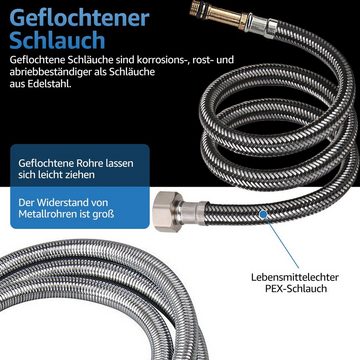 MULISOFT Küchenarmatur Armatur Küche, Wasserhahn Küche Schwarz mit G3/8 Anschlussschläuchen Küchenarmatur Edelstahl 304, Mischbatterie für die Küchenspüle