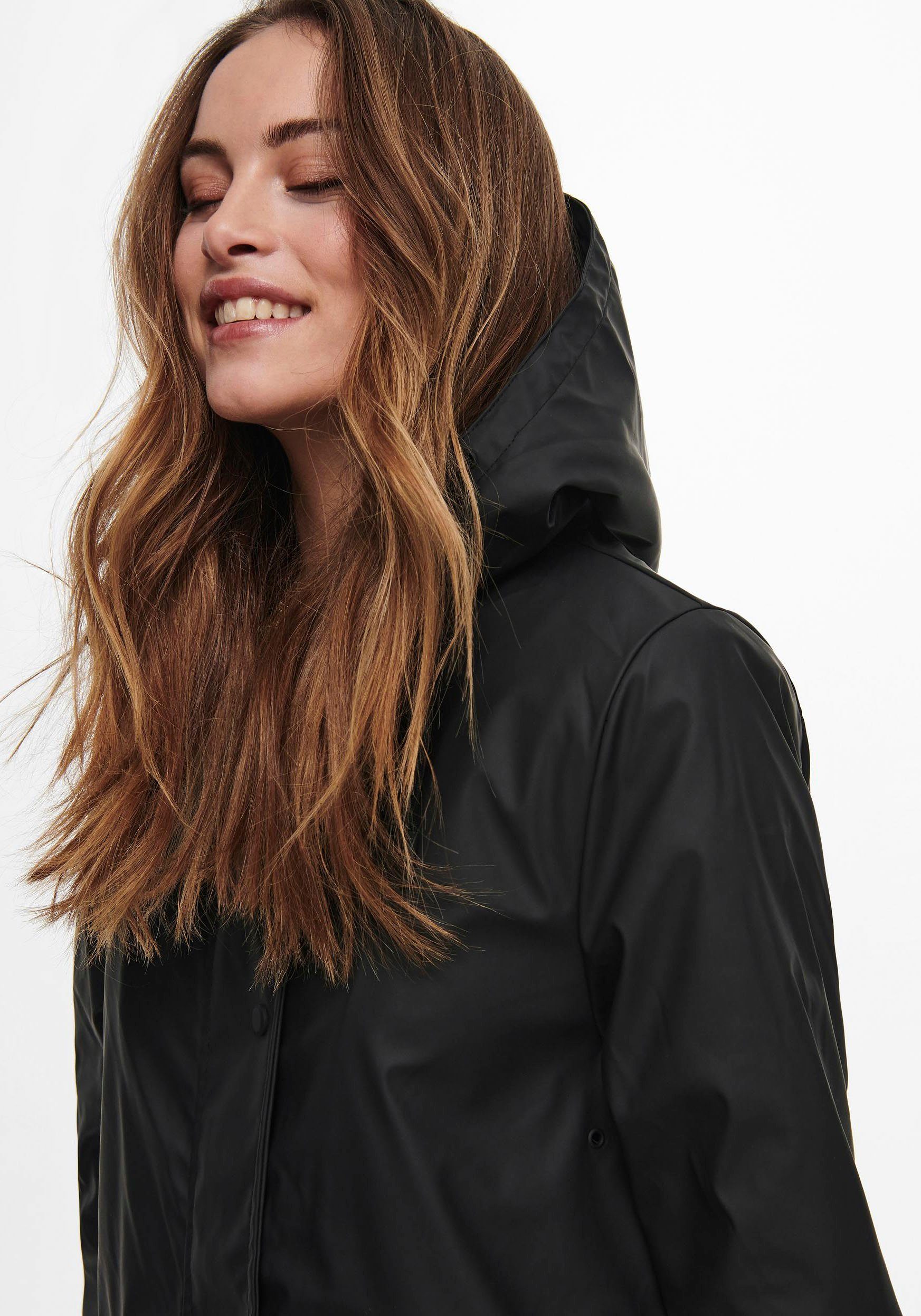 ONLY Funktionsmantel ONLSALLY RAINCOAT OTW NOOS mit Kapuze und Teddyplüschfutter – Bild 4 von 5