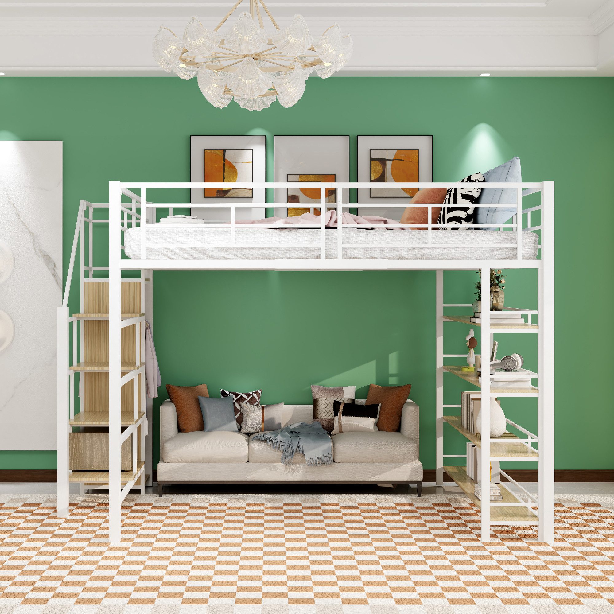 OKWISH Kinderbett Hochbett Metallbett Stauraumbett Gästebett günstig online kaufen
