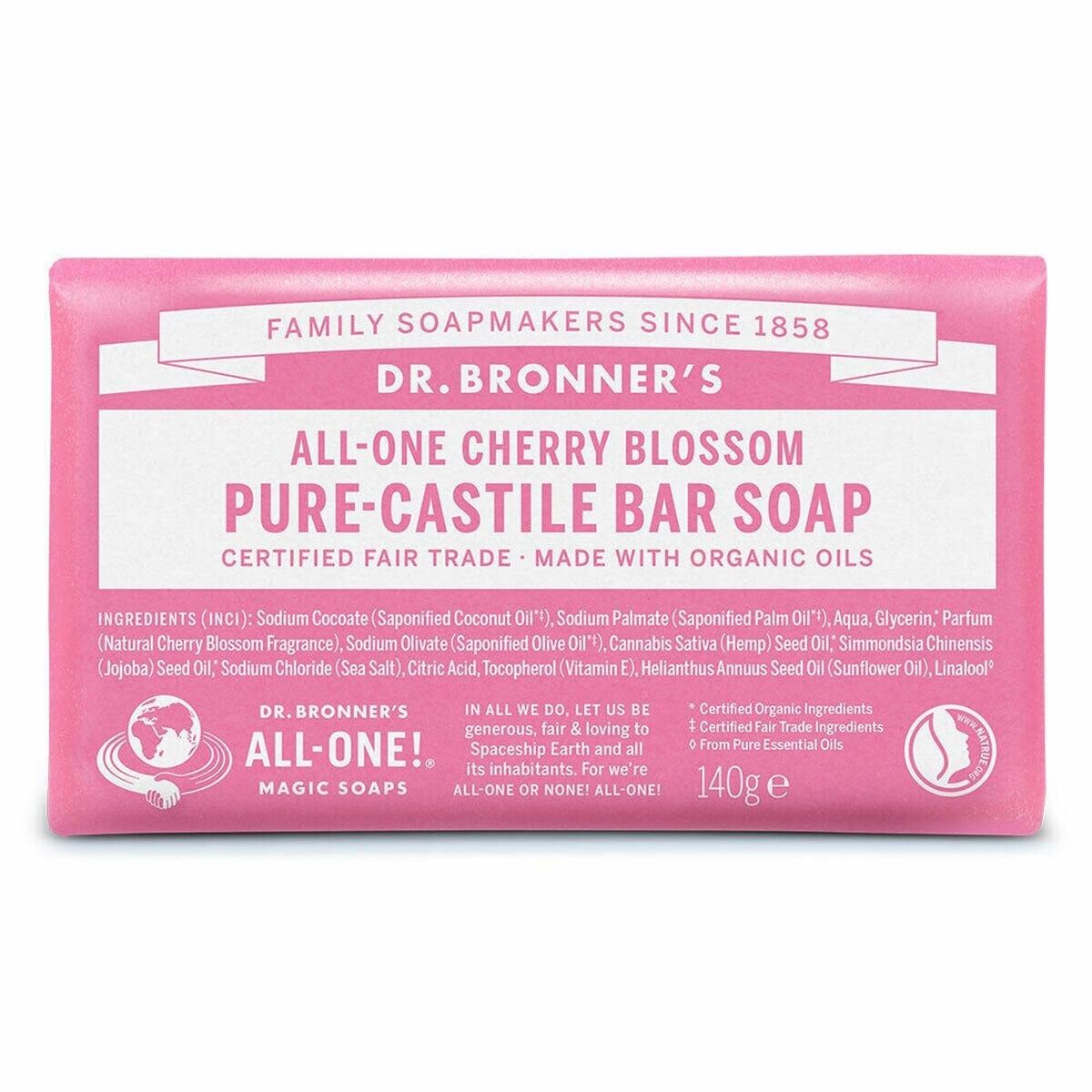 Dr. Bronners Feste Duschseife Dr Bronner'S Jábon En Pastilla Flor De Cerezo 140 G