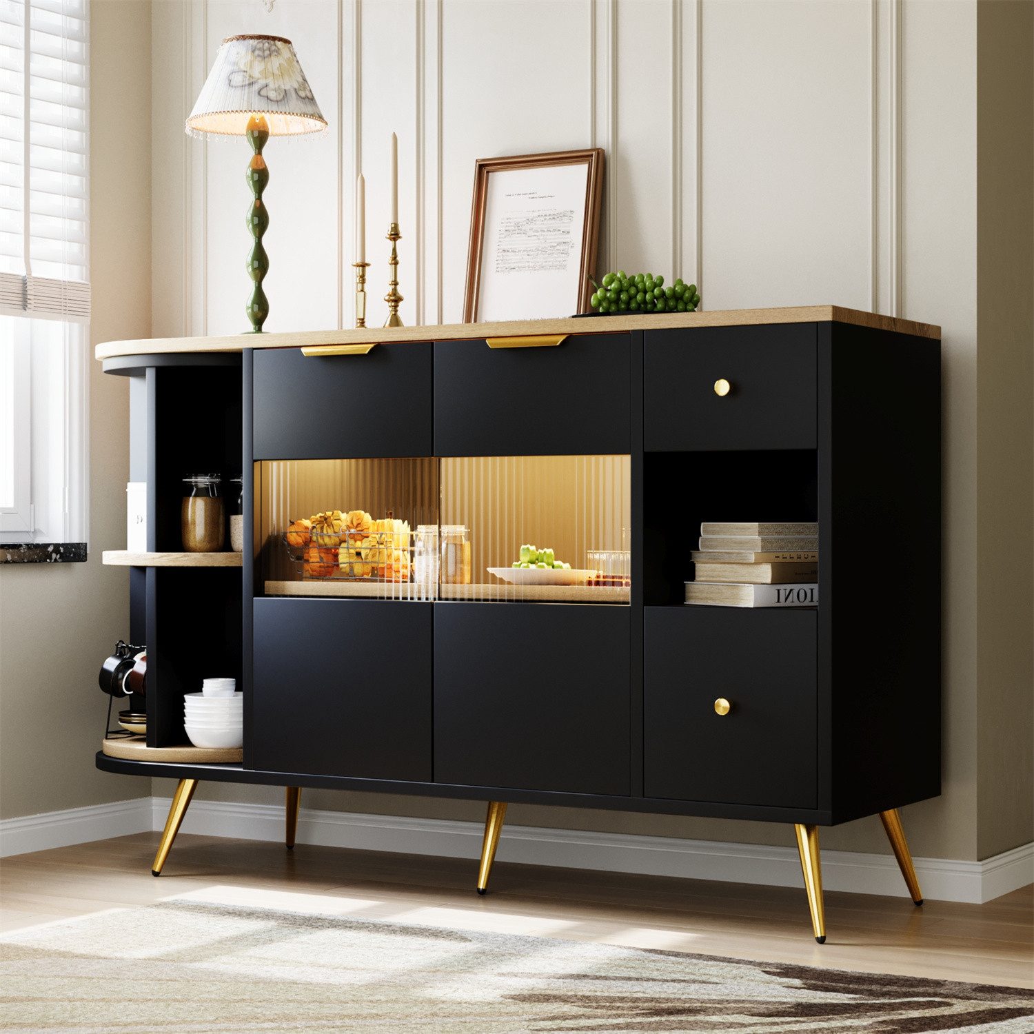 autolock Sideboard Sideboard Aufbewahrungsschränke mit Glasschiebetüren günstig online kaufen