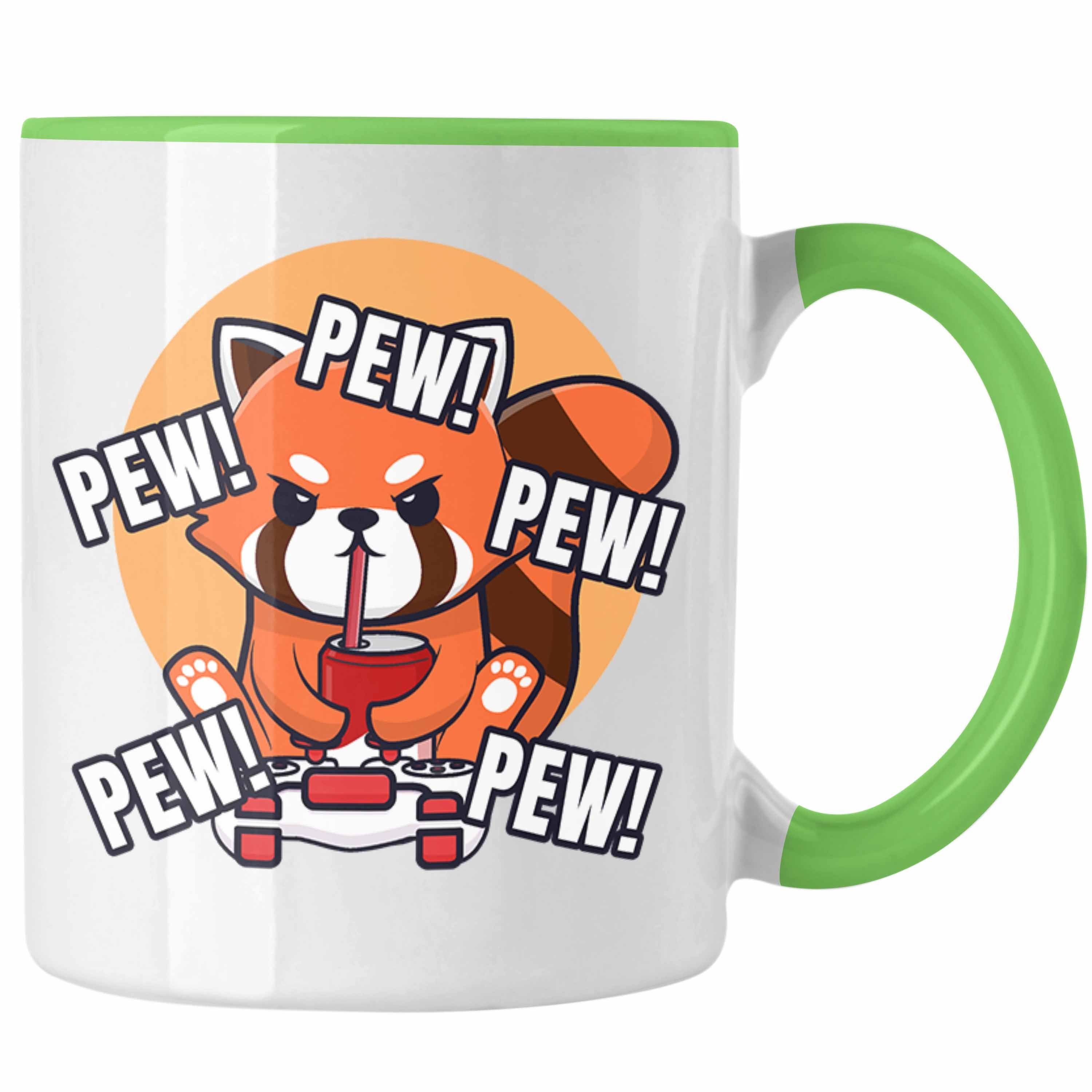 Pew Trendation Lustige Tasse Grafik Panda Grün Trendation Mädchen - Jungs Gamer Gaming Geschenkidee für Tasse Kinder Jungen