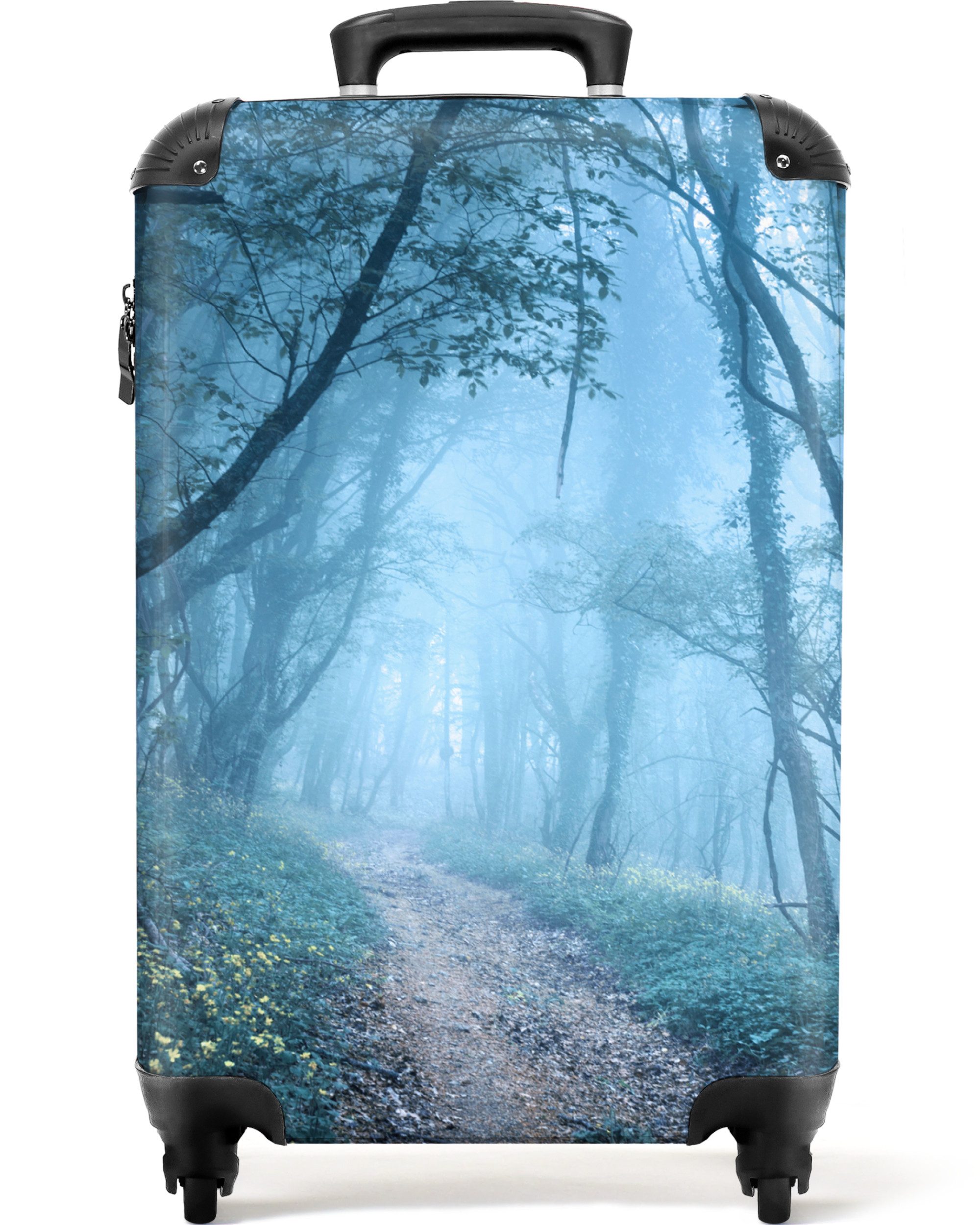 NoBoringSuitcases.com© Hartschalen-Trolley Pfad - Bäume - Natur - Wald - Nebel 55x35x20cm, 4 Rollen, Reisetasche mit Rollen, Koffer Handgepäck Flugzeug