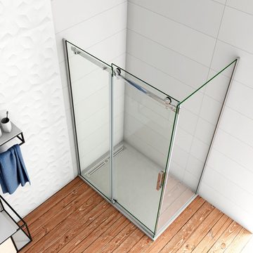 duschspa Eckdusche 8mm NANO Glas Duschkabine Duschabtrennung Schiebetür mit Seitenwand, BxT: 105x70 cm, Einscheibensicherheitsglas, Sicherheitsglas, Set, Klarglas