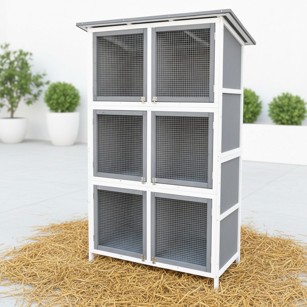 Mucola Kleintierstall Hasenkäfig 6 Boxen Kaninchenstall Holz Aufzuchtstall günstig online kaufen